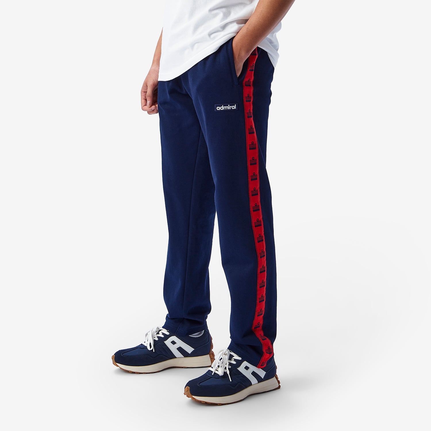 Enville Repeat Tape Track Pants for Men - Navy/Red Striped Athletic Joggers - Comfortable Running & Gym Workout Pants for Casual Wear & Sports Training