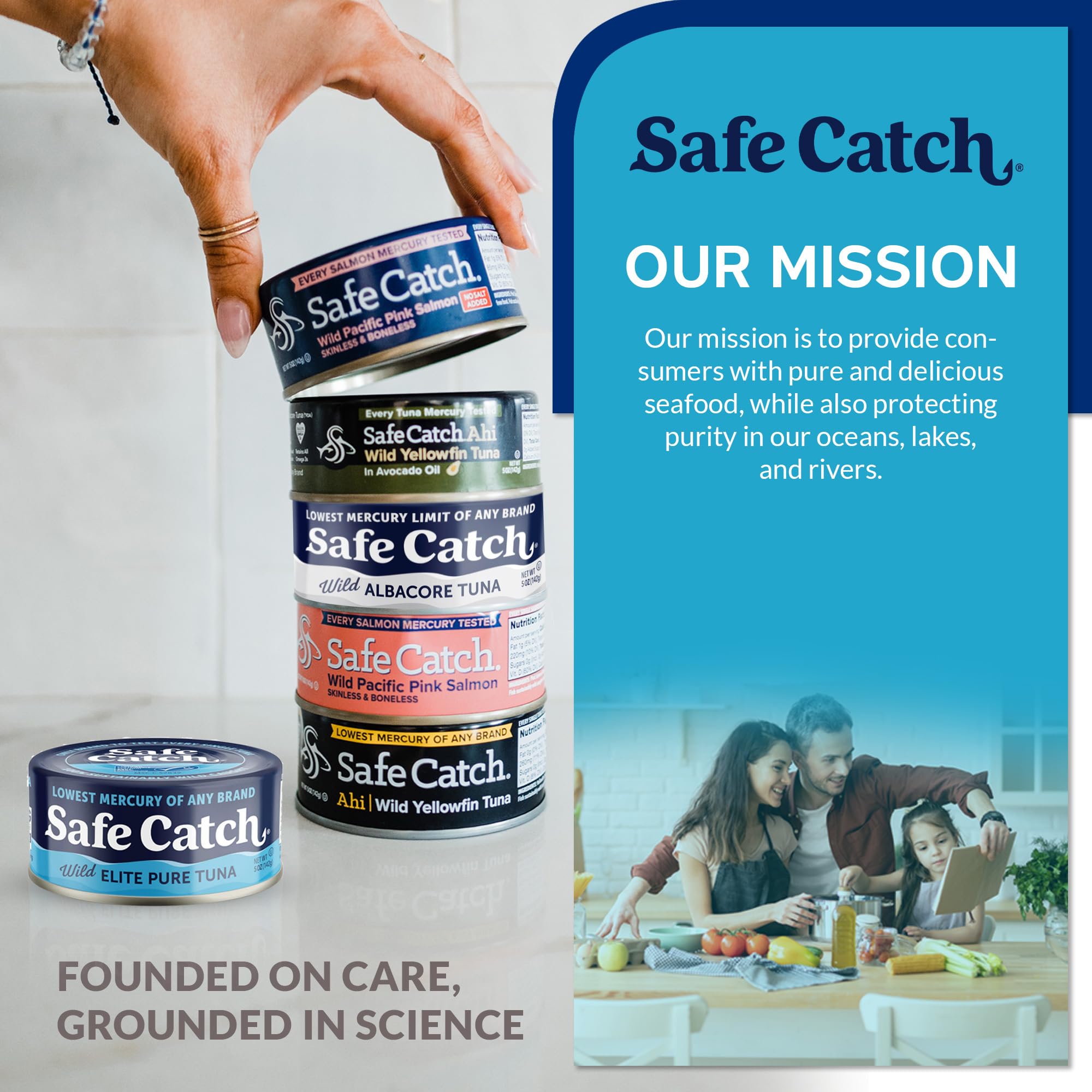 Safe Catch Wild Albacore Tuna Canned - Low Mercury, Gluten-Free, Keto & Paleo-Friendly, Non-GMO, Kosher Certified, High Protein Tuna Steak - No Water or Oil Added, Each Can Tested for Mercury (Pack of 12, 5oz Cans) - Perfect for Healthy Lunches, Salads, and Keto Meal Prep