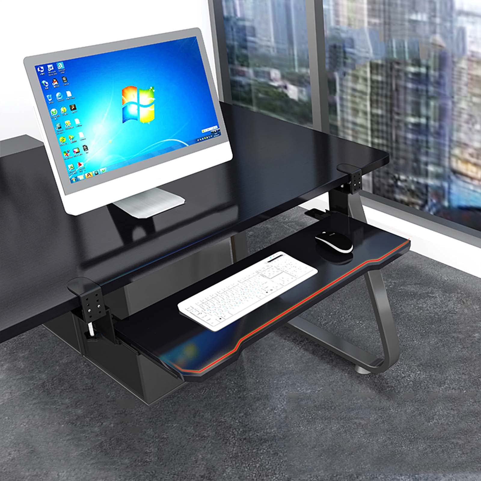 ZAZAP-1 Large Clamp-On Keyboard Tray - Ergonomic Under Desk Keyboard Drawer with Adjustable Extension Bracket, Black | Perfect for Office Workstations, Home Desks & Gaming Setups