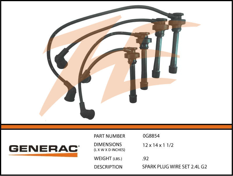 Generac 0G8854 Spark Plug Wire Set Compatible with 2.4L Engines - High Performance Ignition Wires for Generac Generators - Perfect for Home Backup Power & Emergency Use