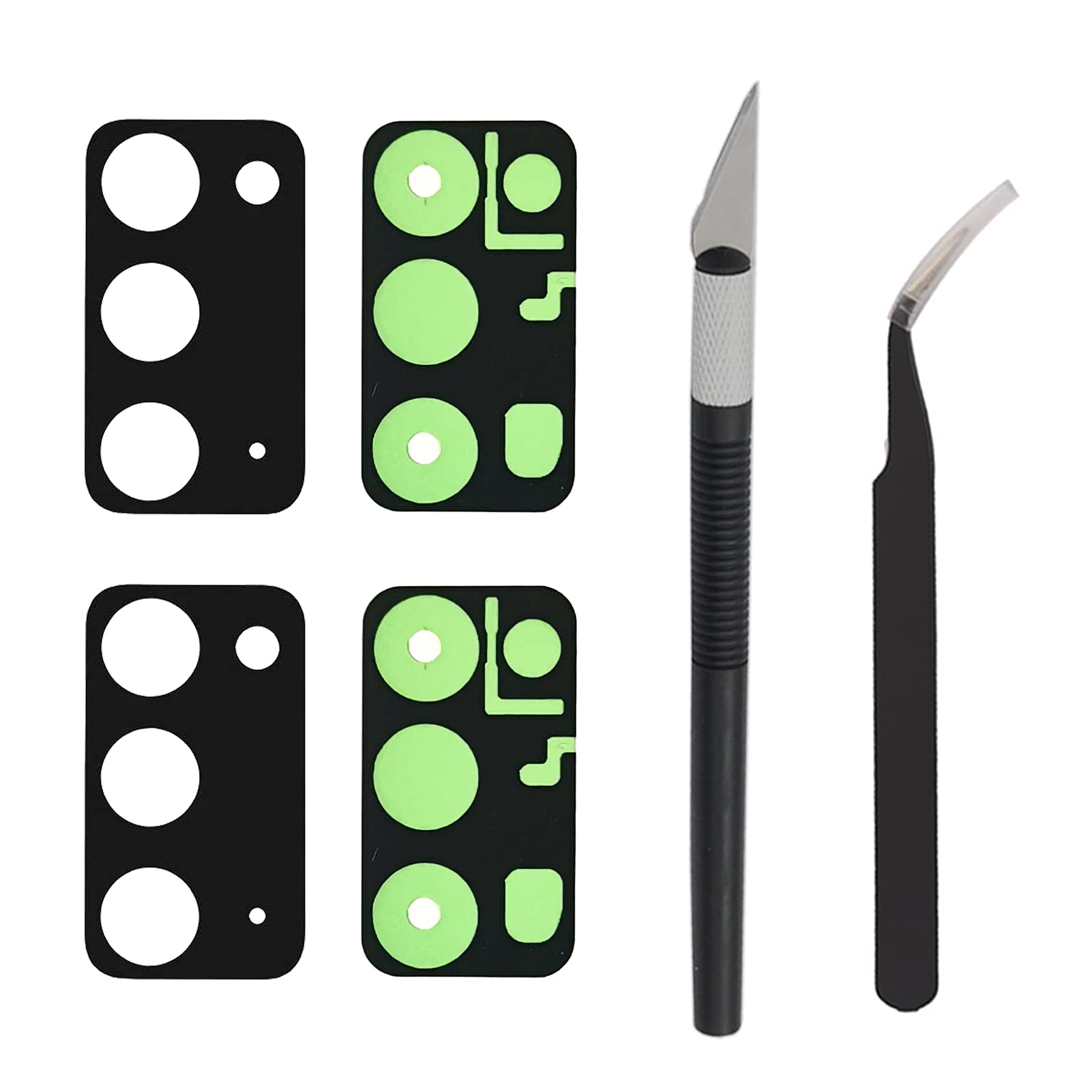 EMiEN 2 Pack Samsung Galaxy Note 20 N980 / Note 20 5G N981 6.7 Inch Rear Back Camera Lens Glass Replacement with Adhesive, Tweezers & Precision Knife Repair Tool Kit (Mystic Black) - DIY Phone Repair for AT&T, T-Mobile, Verizon, Sprint & All Carriers