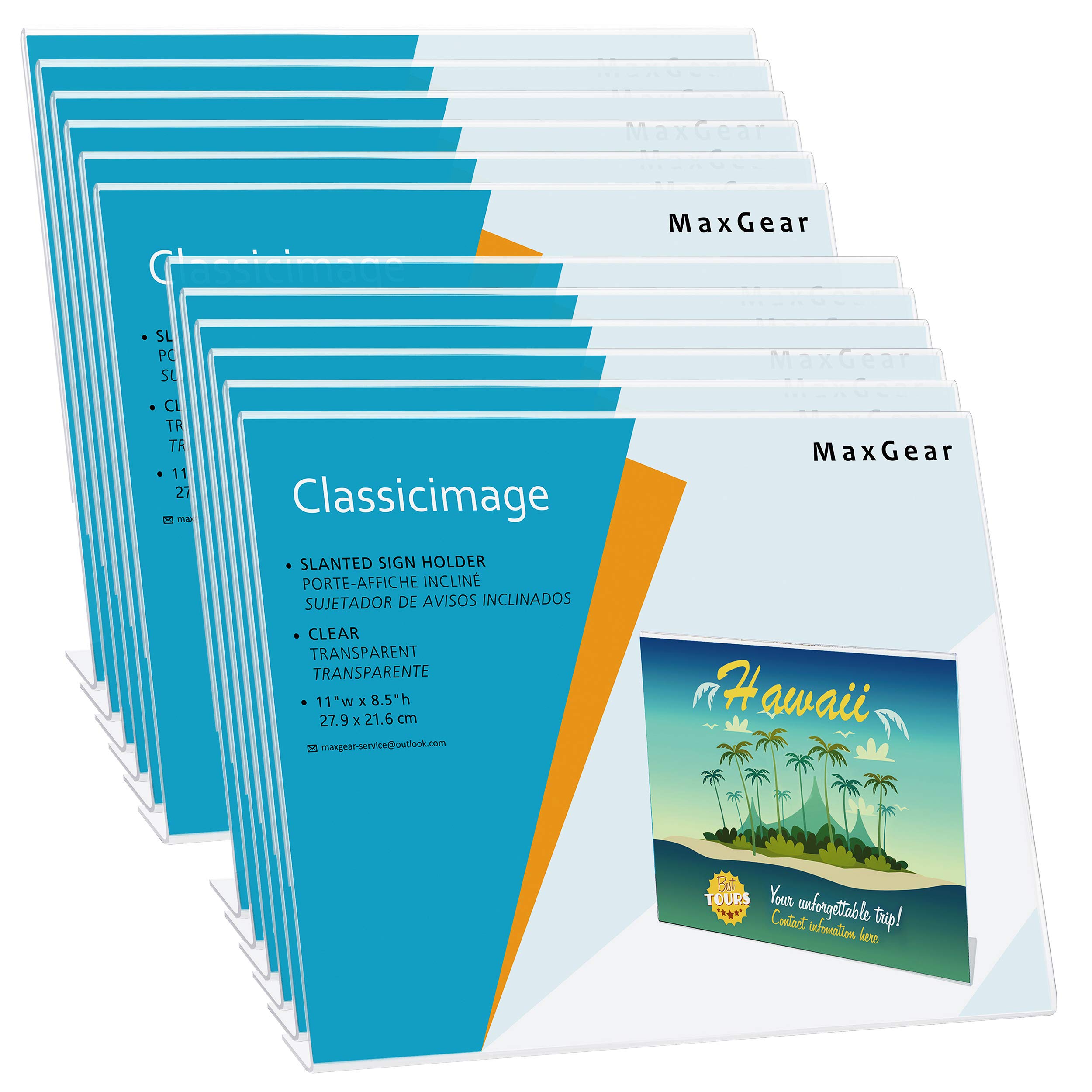 MaxGear 8.5x11 Inch Clear Acrylic Sign Holder - Vertical & Landscape Tabletop Display Stand for Office, Home, Store, Restaurant | Perfect for Menu Boards, Price Tags, and Promotional Signs