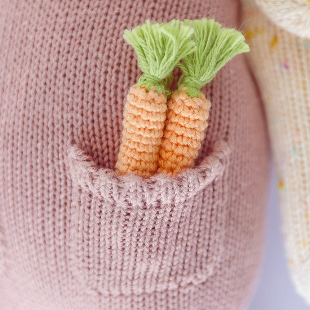Cuddle+Kind Harper the Bunny Plush Toy - Handmade Organic Cotton Stuffed Animal for Kids & Babies | Perfect for Cuddling, Gifts, and Nursery Decor