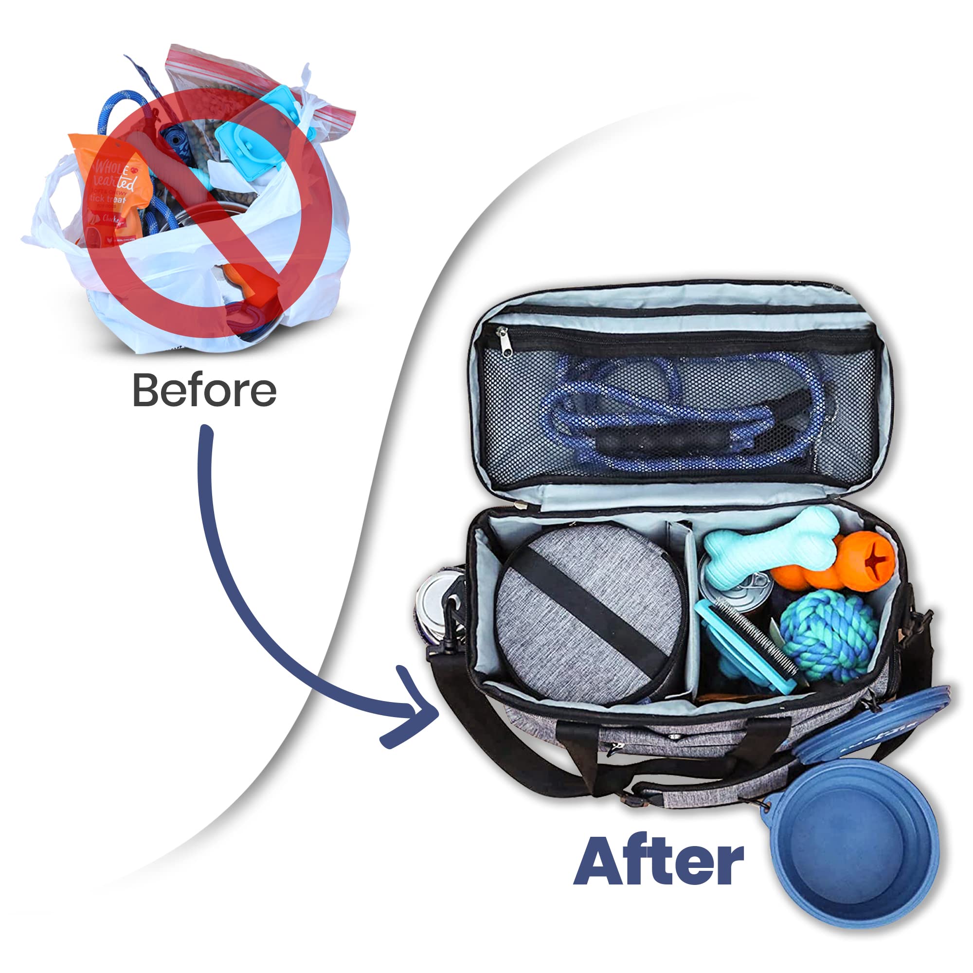 The Original Doggy Bag™ - Premium Dog Travel Bag for Supplies with 2 BPA-Free Bowls & Food Containers | Perfect Gift for Dog Owners | Pet Travel Kit for Road Trips, Camping, RV Adventures & Outdoor Activities