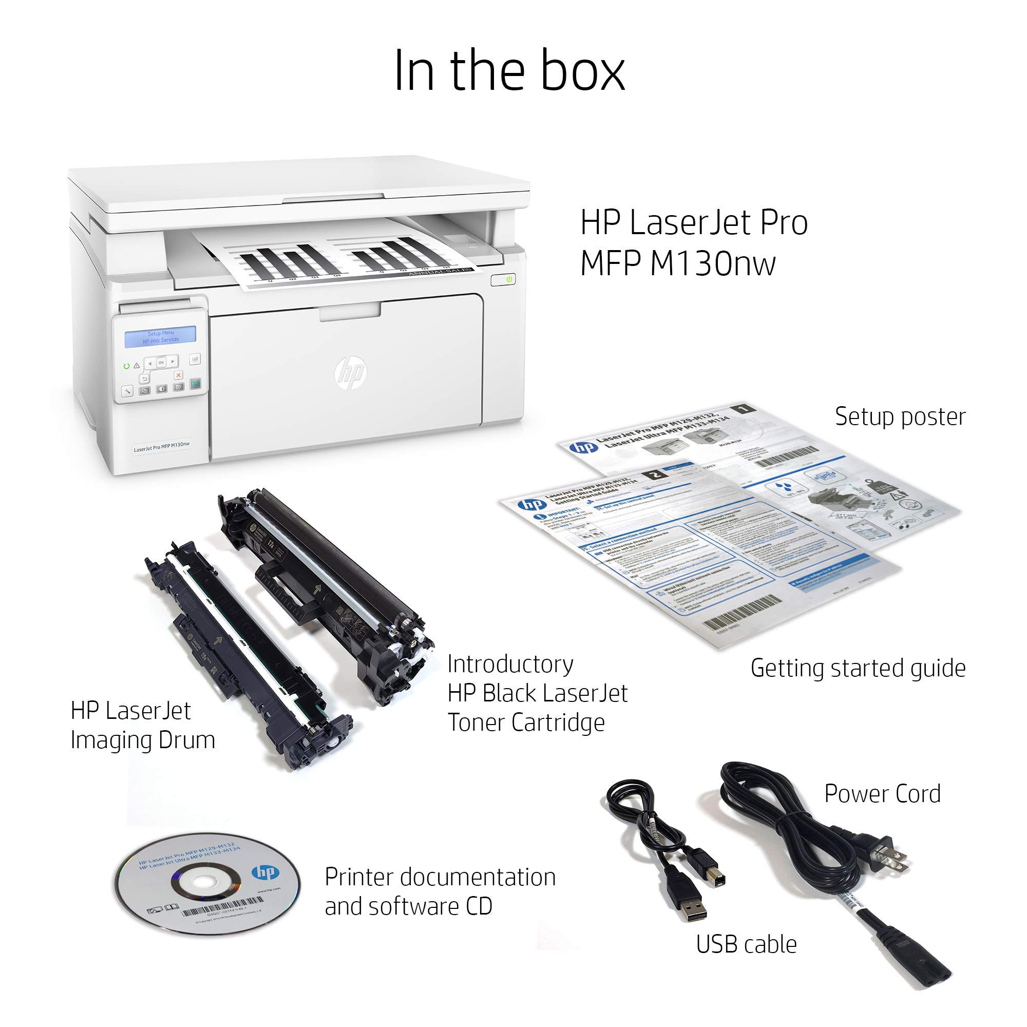 HP LaserJet Pro M130nw Wireless All-in-One Laser Printer with Amazon Dash Replenishment | Copy, Scan, Fax | Home & Office Use | Renewed Model (G3Q58A)