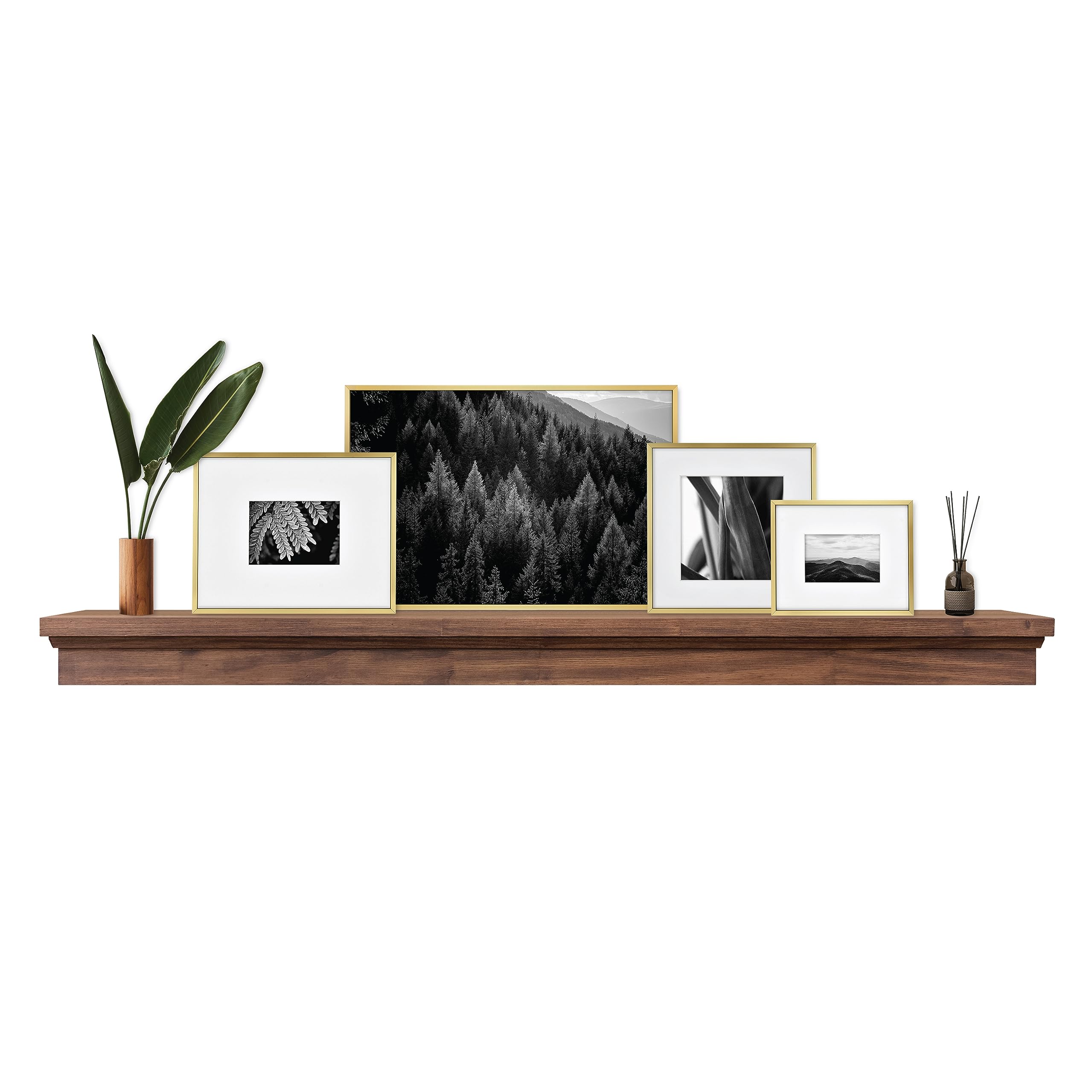 72-Inch Solid Wood Floating Fireplace Mantel Shelf - Walnut Woodgrain Finish for Living Room Decor | Heavy Duty Hanging System | Perfect for Displaying Photos, Art & Home Decor | Rustic Wall Shelf for Fireplace Surround & Cozy Home Styling