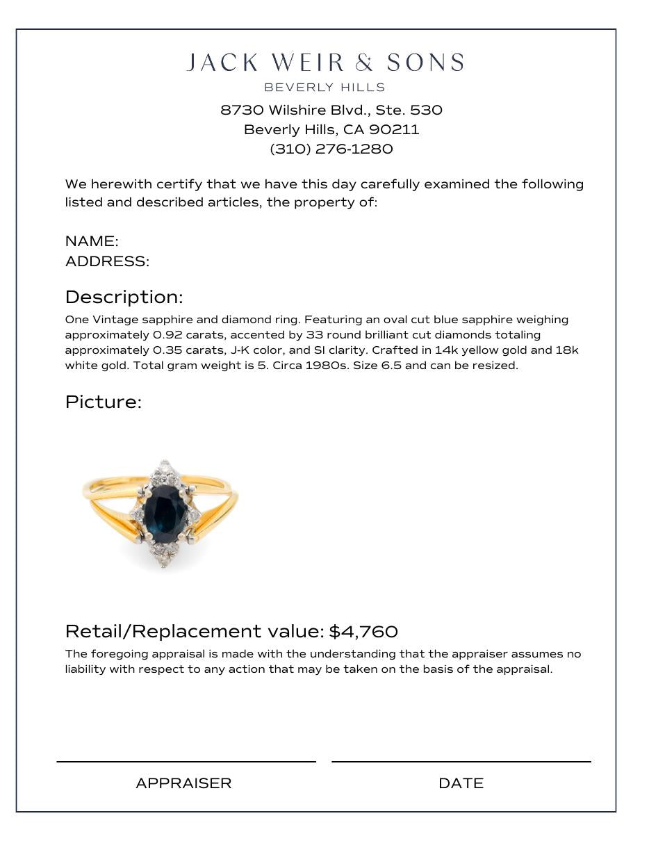 Vintage Sapphire Diamond Yellow & White Gold Flip Ring - Elegant Jewelry for Weddings, Anniversaries & Special Occasions
