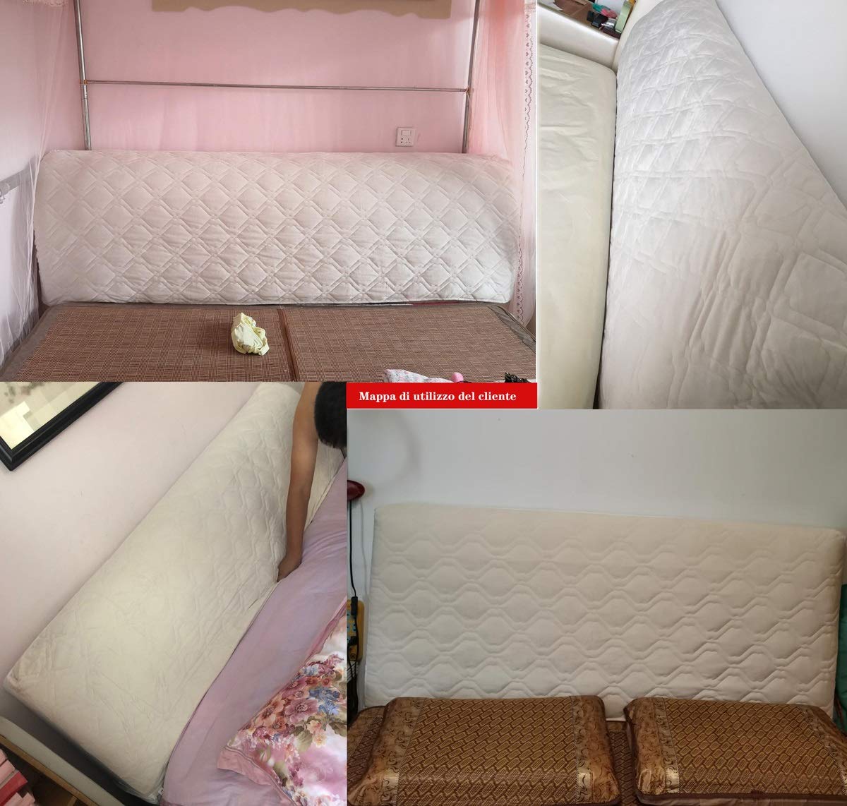 Purple & Pink Headboard Cover for Twin, Queen, Full & California King Beds - Thick Cotton Dustproof Stretch Slipcover Protector - Light Grey 47