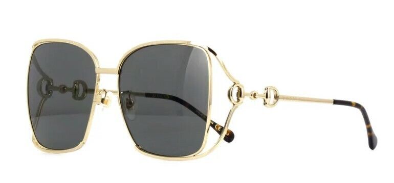 Gucci GG 1020S 002 Gold/Gray Metal Full Rim Oversized Square Women's Sunglasses - Luxury Fashion Shades for Women, UV Protection, Perfect for Beach, Driving & Outdoor Activities