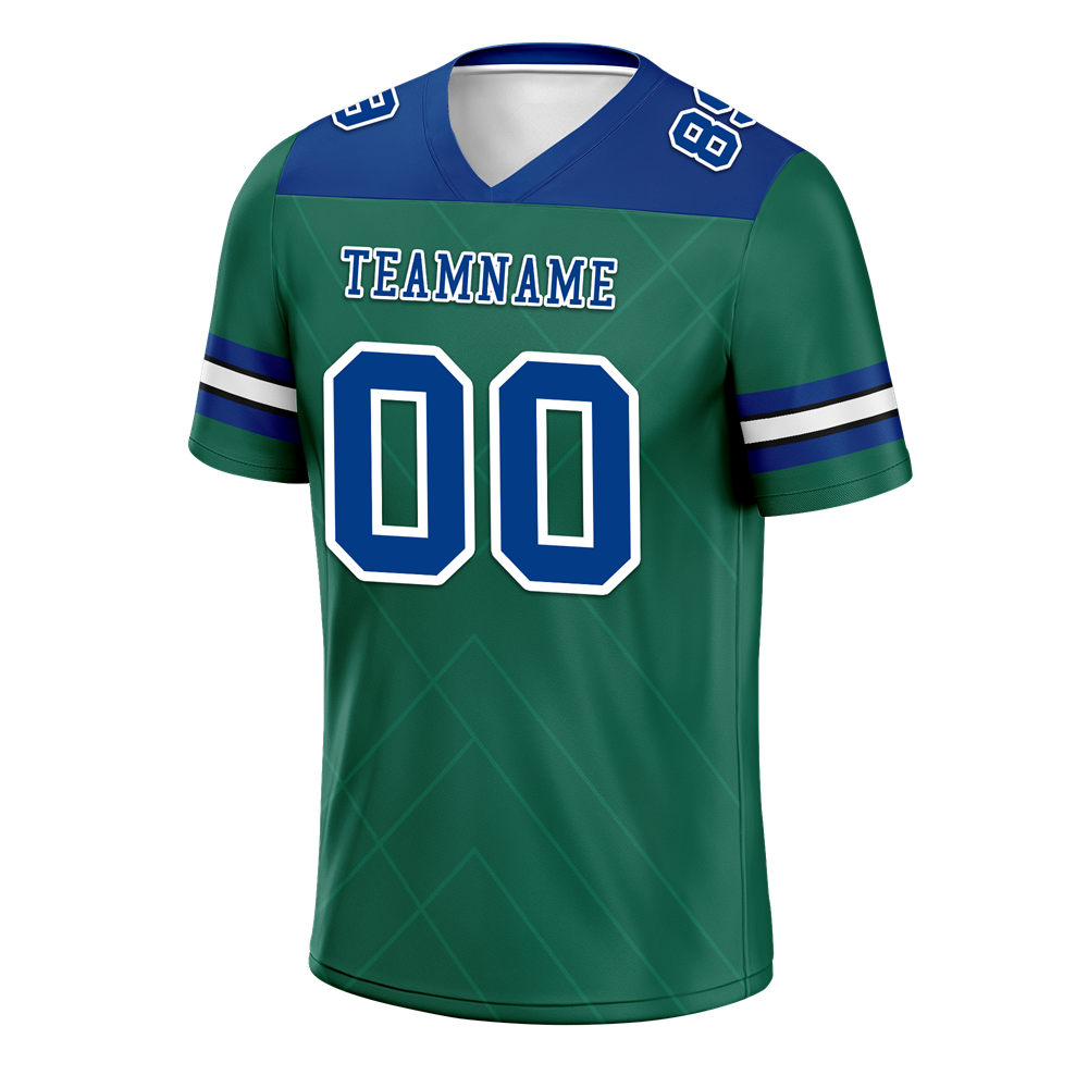 Custom Green & Blue Striped Personalized Authentic Football Jersey FBJ02 - Perfect for Game Day, Team Events & Fan Gear Collection