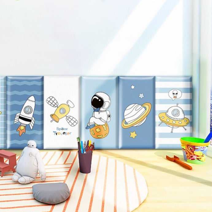 Galactic Space Themed Kids Wall Padded Safety Cushions Set - 4 Piece Foam Corner Protectors for Baby Proofing & Toddler Safety in Playrooms & Nurseries