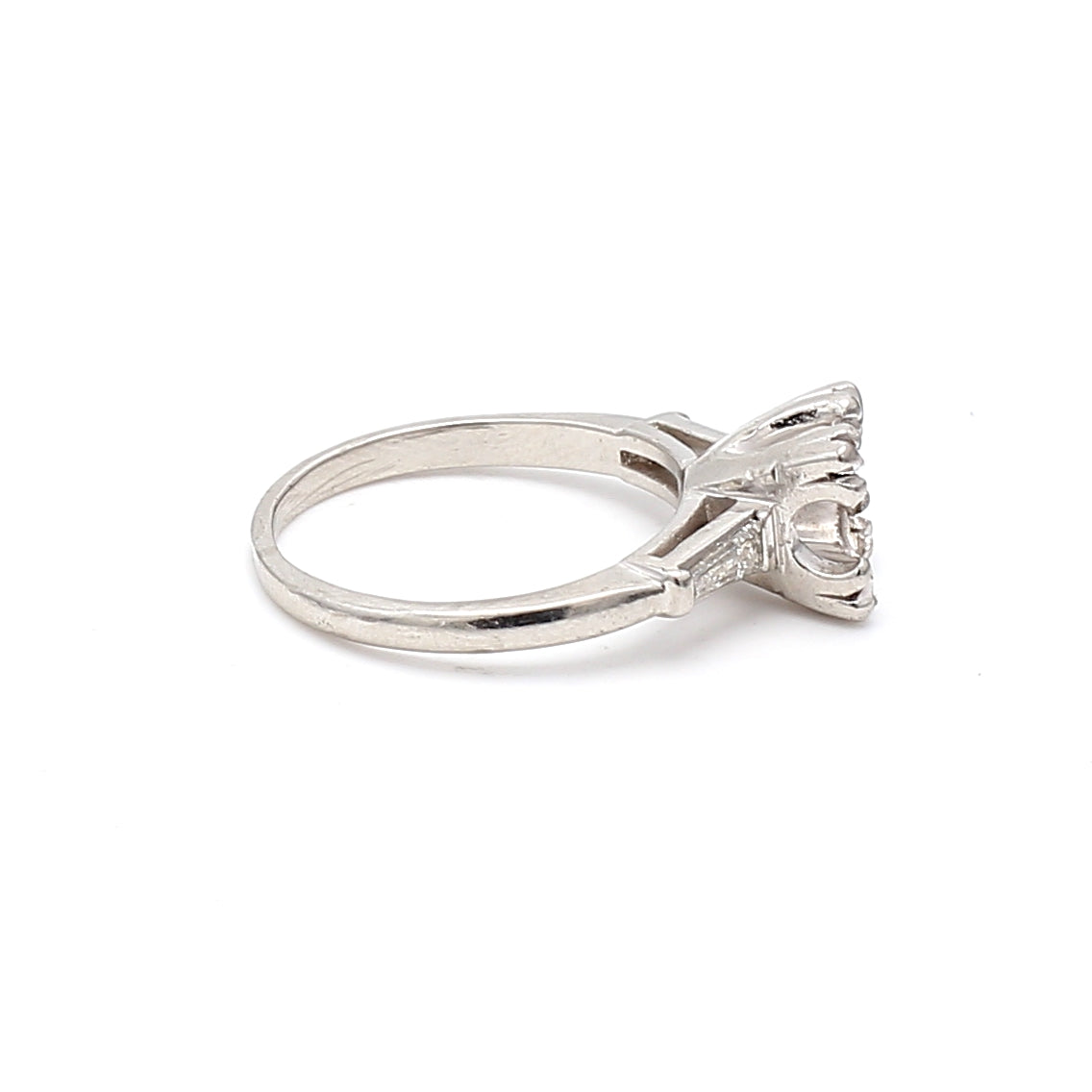 0.22 Carat Baguette Cut G Color VVS2 Clarity Platinum Semi Mount Diamond Ring for Engagement, Wedding & Anniversary Gifts