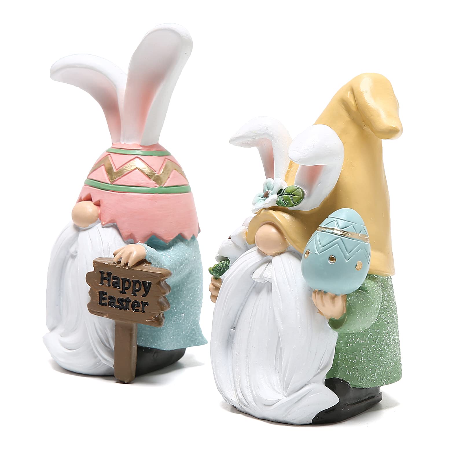 2 Pack Easter Gnomes Decorations - Resin Easter Bunny Doll Home Ornaments for Table Decor, Valentine's Day & Spring Festival - Perfect for Easter Basket Stuffers, Party Centerpieces, and Seasonal Home Décor Gifts
