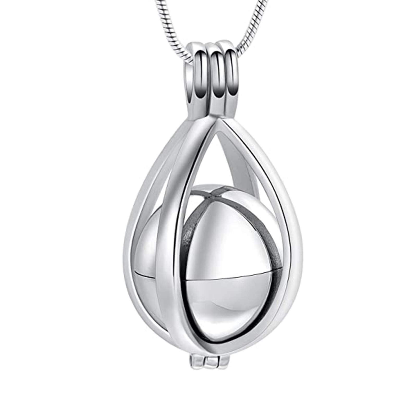 Minicremation Teardrop Hollow Ball Urn Necklace for Ashes - Memorial Jewelry Pendant for Human & Pet Cremains - Perfect for Keeping Loved Ones Close During Travel, Work & Special Occasions