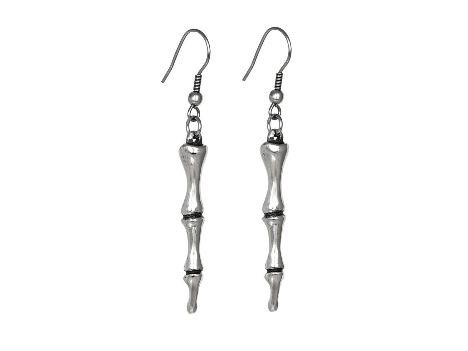 Handmade Finger Bone Earrings - Unique Dangle Phalanx Skeleton Jewelry for Gothic Fashion, Halloween Costumes & Alternative Style Accessories