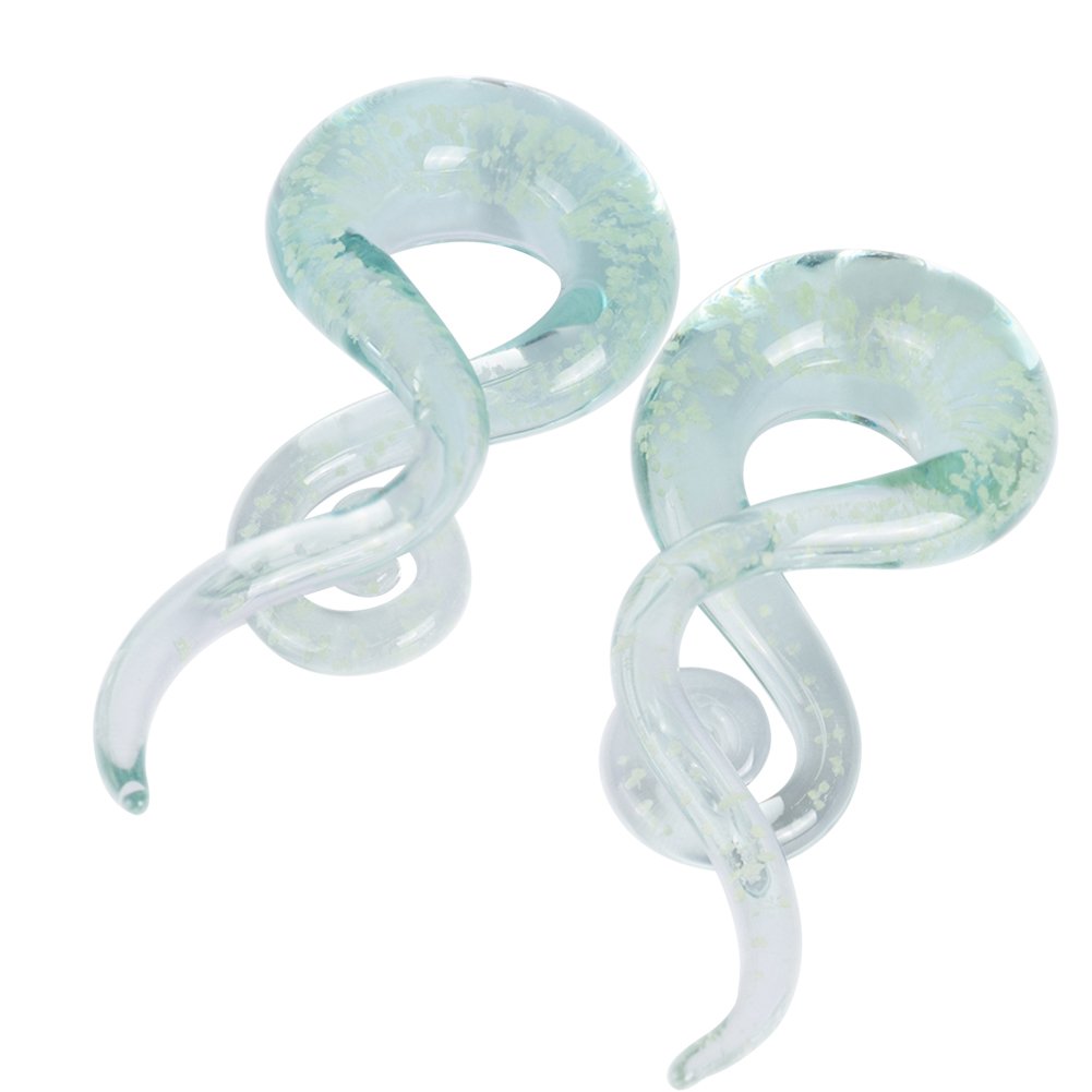 Oyaface 2PC Glass Ear Tapers and Plugs Set - 4G to 14mm Teardrop Spiral Gauges for Ear Stretching - Body Piercing Jewelry for Men and Women - Perfect for Daily Wear and Special Occasions