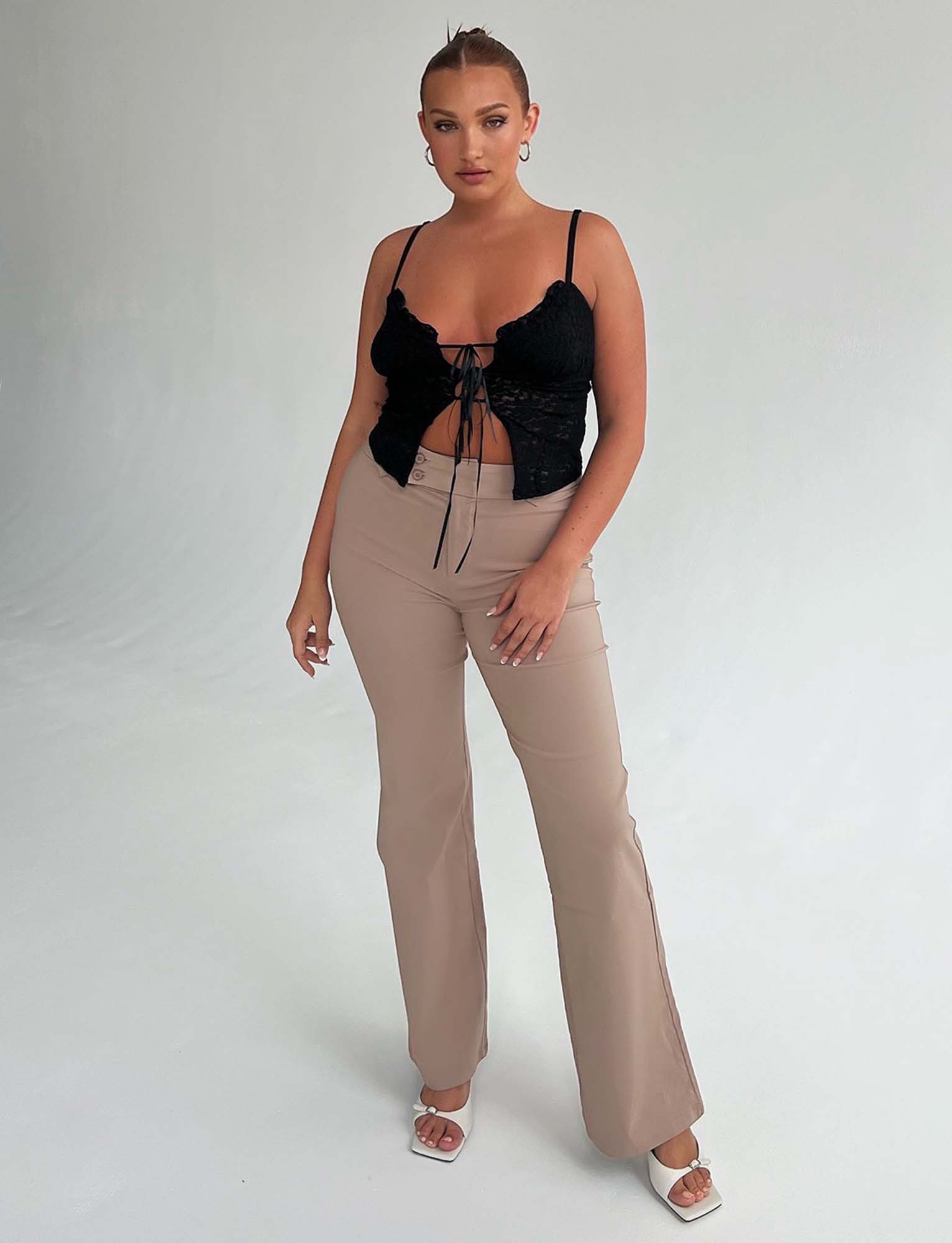 KITTIE High Rise Pants for Women - Comfortable Stretch Skinny Jeans in Beige/Tan | Perfect for Casual Wear, Office & Date Night Outfits
