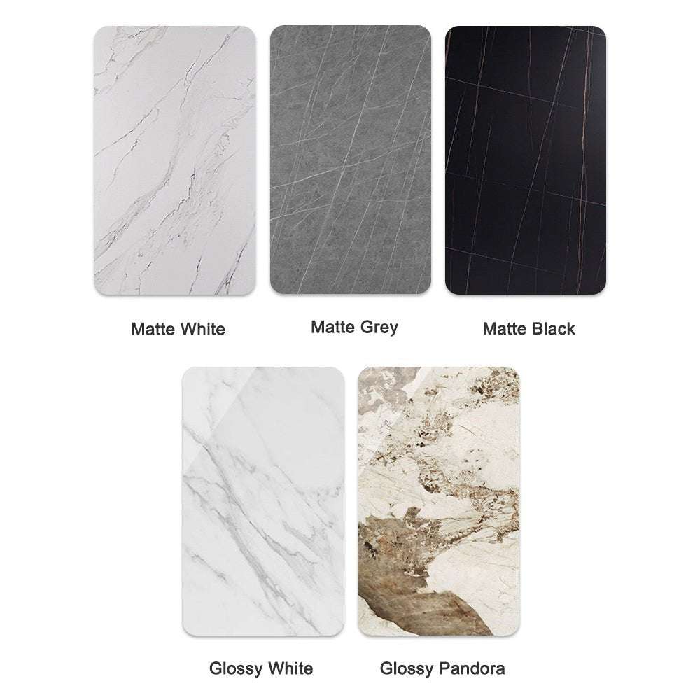 120x60cm Glossy White Minimalist Slate Coffee Table - Modern Marble Tea Table for Living Room, Rectangle Cocktail Side Table with Solid Metal Legs - Perfect for Small Spaces, Apartments & Lounge Decor