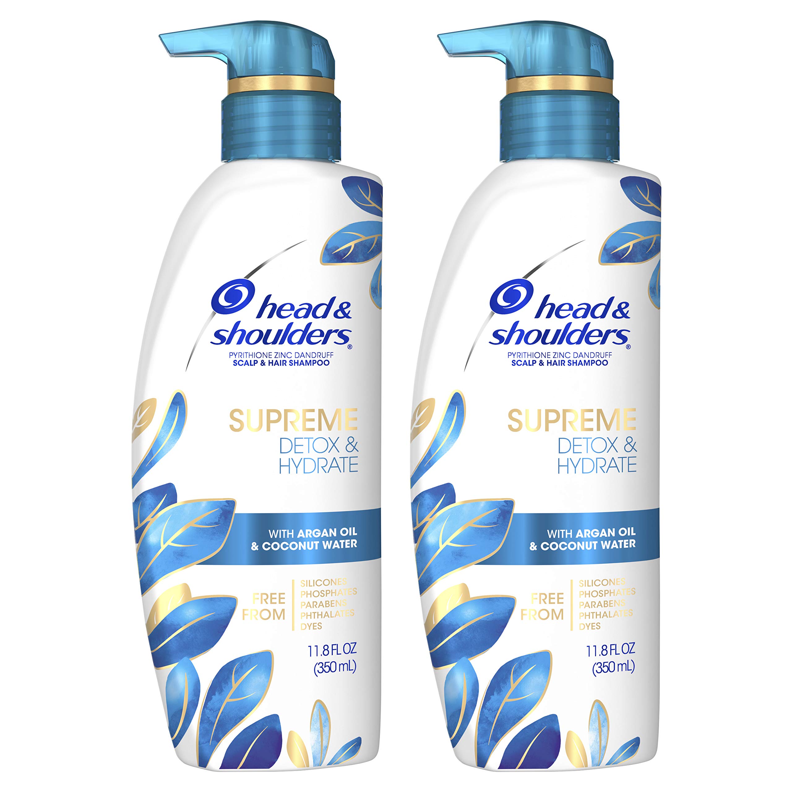 Head & Shoulders Detox and Hydrate Shampoo 11.8 Fl Oz (2-Pack) - Dandruff Treatment for Scalp Care & Hydration - Perfect for Daily Use at Home or Travel
