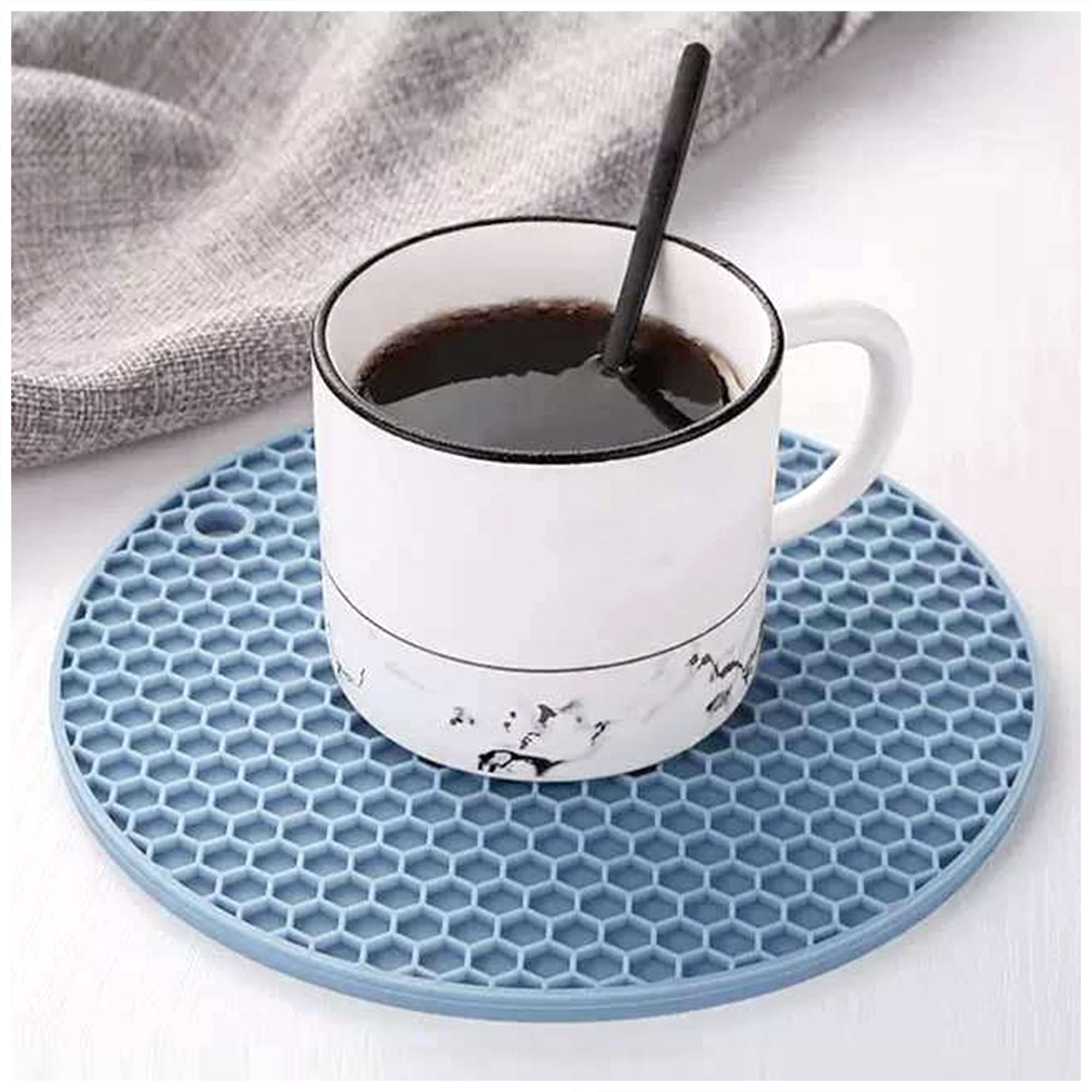 Erinaco 4-Pack Non-Slip Round Rubber Placemats for Kitchen & Dining Table - Waterproof, Durable Table Mats for Everyday Meals, Parties & Home Decor