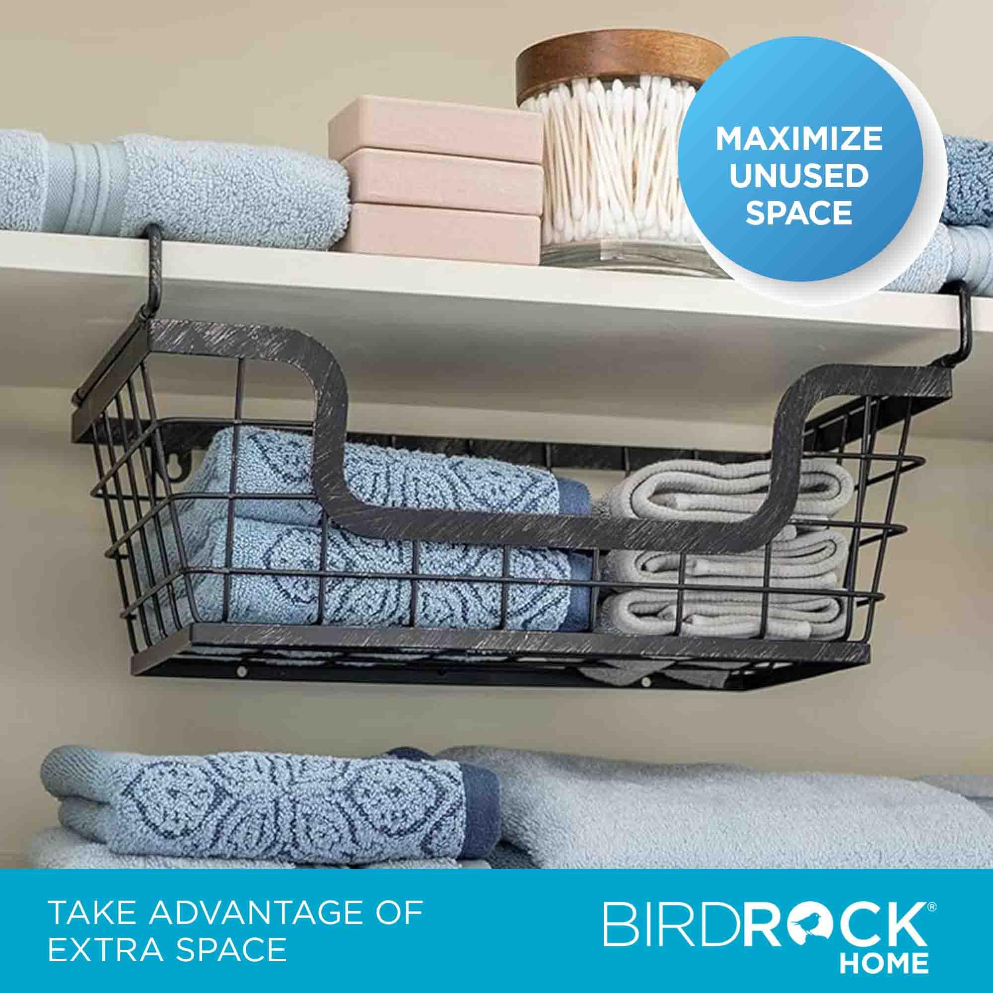 BIRDROCK HOME Set of 2 Stackable Metal Wire Baskets - Wall Mounted Hanging Storage Bins for Kitchen Pantry Organization - Perfect for Storing Potatoes, Onions, Fruits & Vegetables - Space Saving Cabinet & Countertop Storage Solution for Home & Office Use