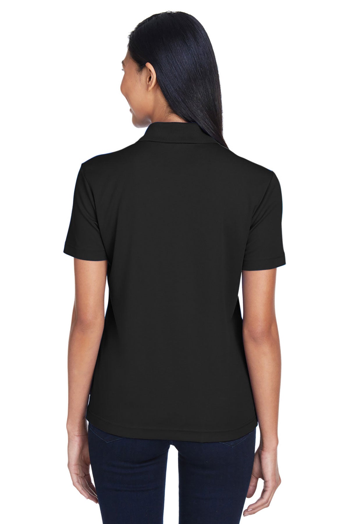 CORE365 Women's Performance Piqué Polo Shirt with Pocket - Black | Moisture-Wicking & Breathable | Perfect for Work Uniforms, Golf & Tennis