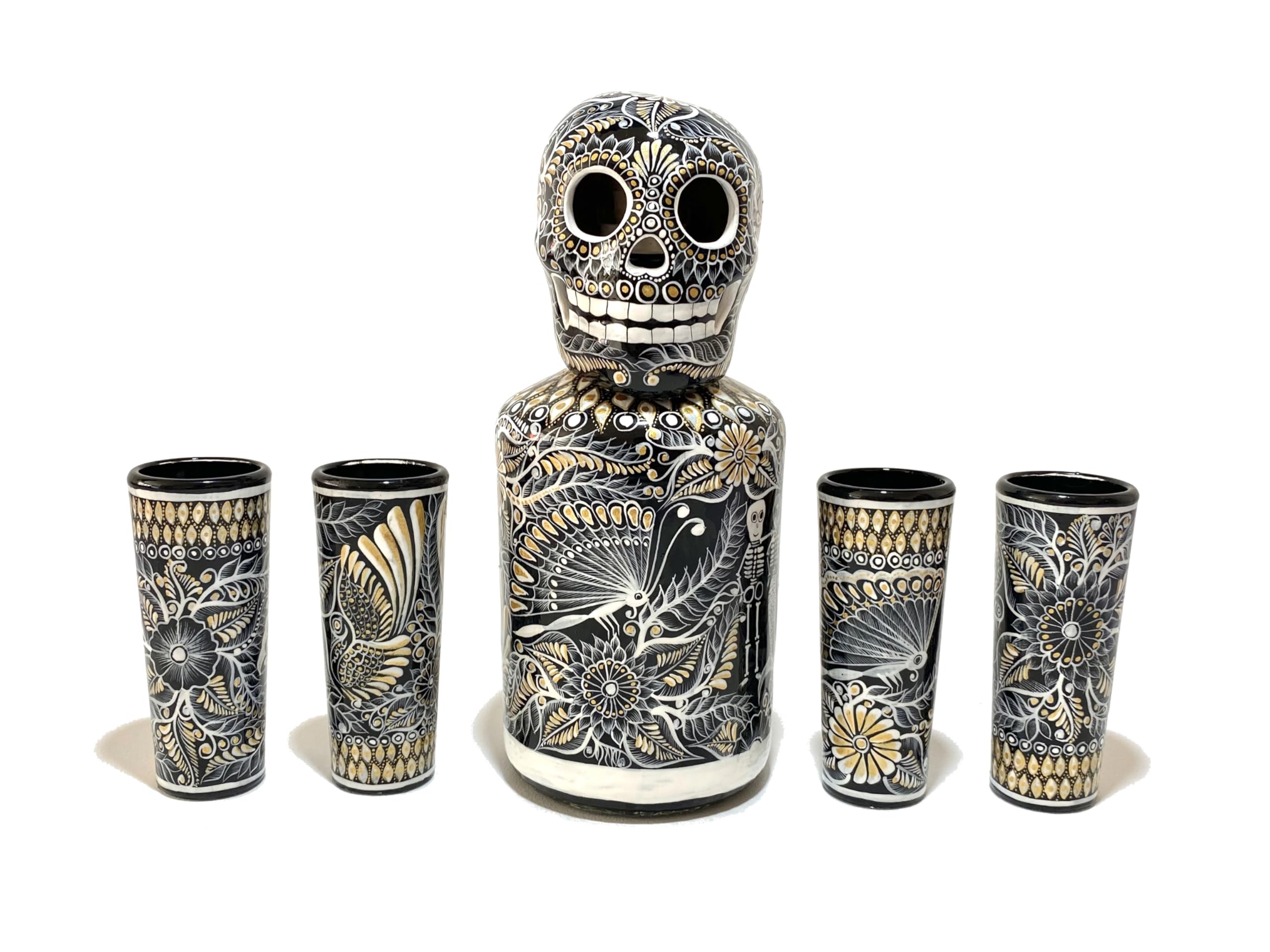 Hand-Painted Tequila Decanter Set with Shot Glasses & Mexican Sombrero - Personalized Liquor Gift Set (Special Edition) - Perfect for Cinco de Mayo Parties, Mexican Themed Events & Unique Gifts for Tequila Lovers