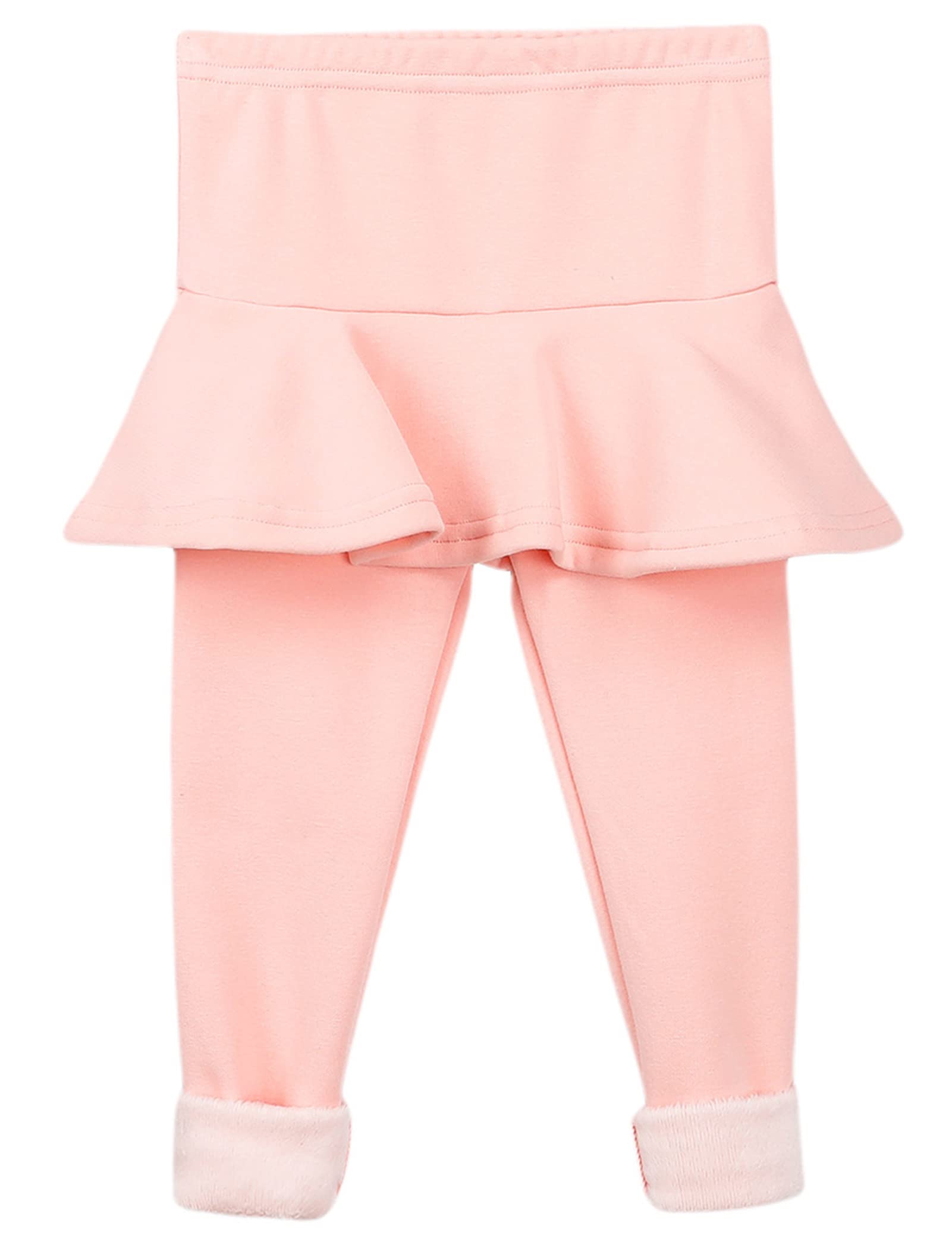 Kiench Girls' Winter Warm Fleece-Lined Leggings with Ruffle Skirt - Soft Cotton Thermal Pants for Cold Weather - Perfect for School, Playdates & Outdoor Activities
