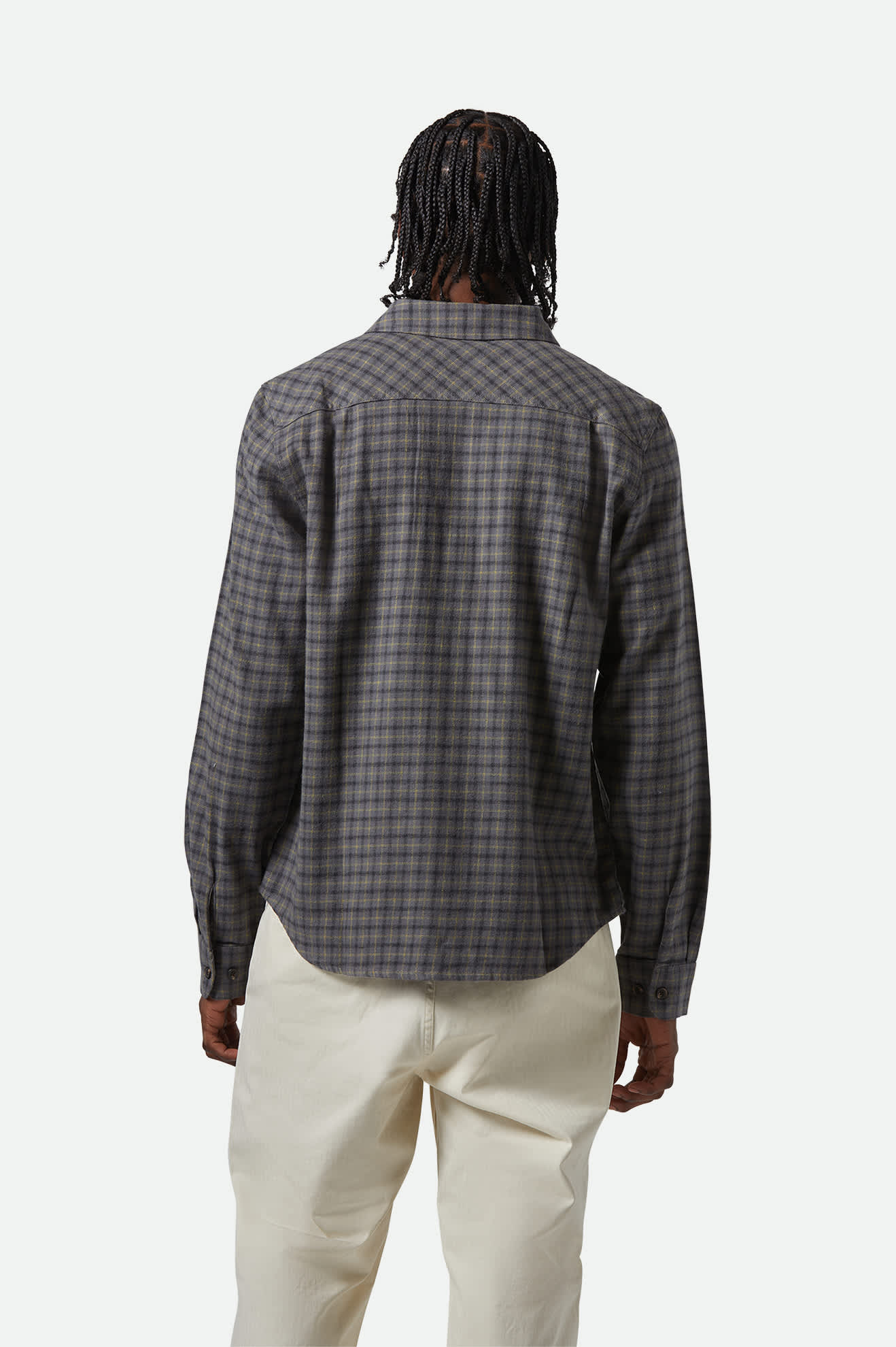 Bowery Lightweight Ultra Soft Long Sleeve Flannel Shirt for Men - Charcoal/Ray Flower/Black Plaid - Comfortable Casual Wear for Fall & Winter Outdoor Activities