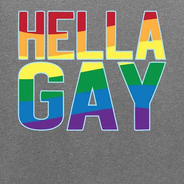 Pop Threads Hella Gay Rainbow Flag Pride LGBTQ Graphic T-Shirt for Men - Casual Wear, Pride Events & LGBTQ Support