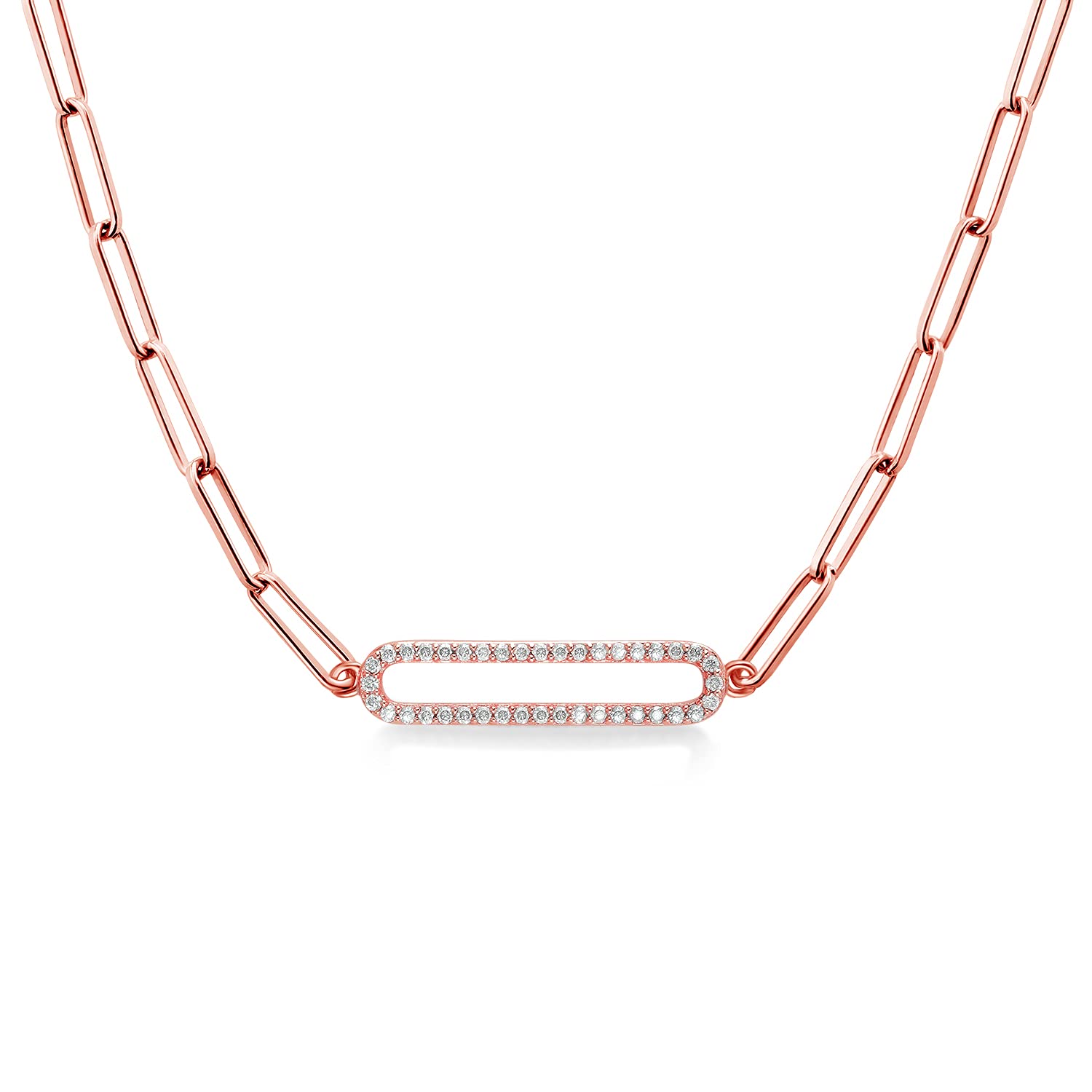 Gem Stone King 925 Sterling Silver Paperclip Chain Necklace Set with 0.30cttw Moissanite - Elegant Dainty Jewelry for Women, Perfect for Everyday Wear, Date Nights & Special Occasions