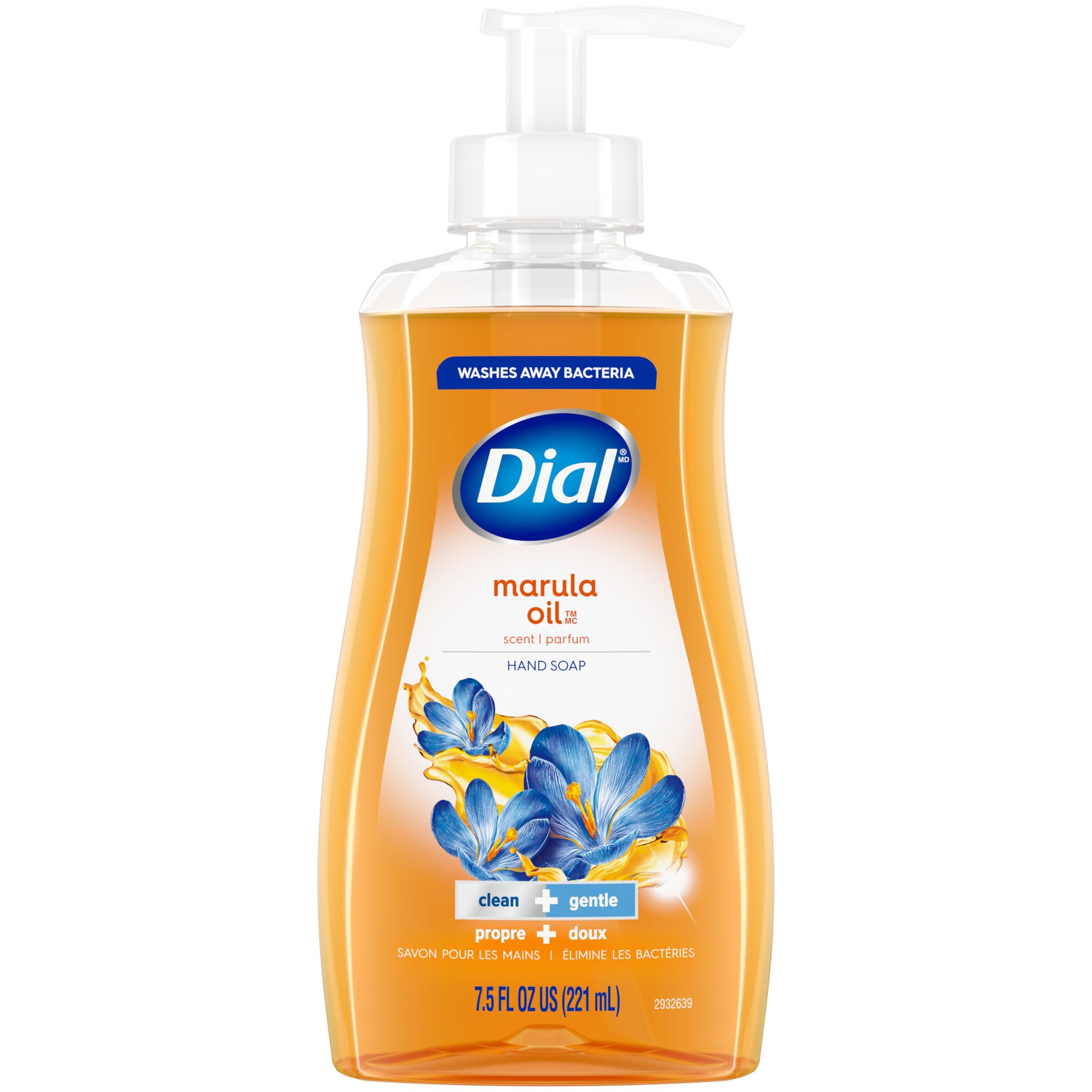 Dial Marula Oil Liquid Hand Soap, 7.5 Fl Oz - Moisturizing & Gentle for Dry Skin - Perfect for Bathroom, Kitchen & Office Use