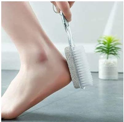 2-Pack 4-in-1 Foot Stone Dead Skin Remover - Double Head Pedicure Grinding Tool with Cleaning Brush for Soft Smooth Feet - Perfect for Home Pedicure & Foot Care Routine