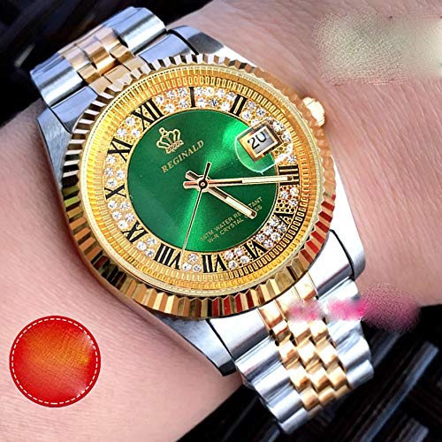 Luxury Rhinestone Stainless Steel Waterproof Couple Watches for Women & Men - Quartz Movement with Luminous Calendar Display - Perfect for Anniversary Gifts, Date Nights and Special Occasions