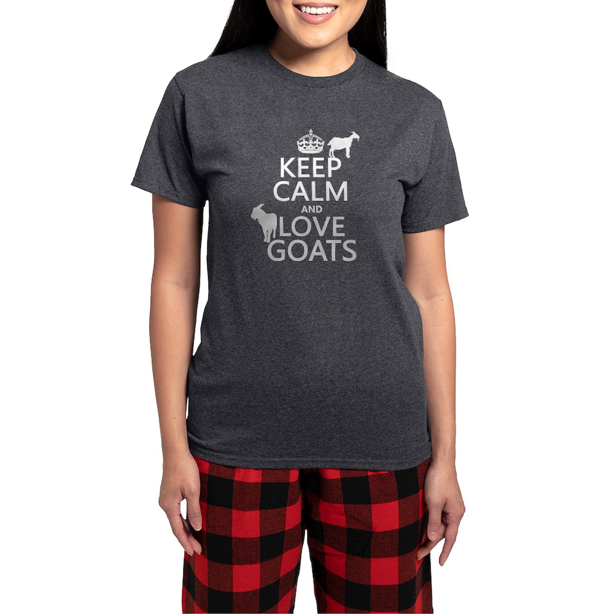 Keep Calm And Love Goats Women's Pajama Set - Cozy Charcoal Lounge Pajamas for Women - Perfect for Sleepwear, Relaxing at Home & Gift Giving