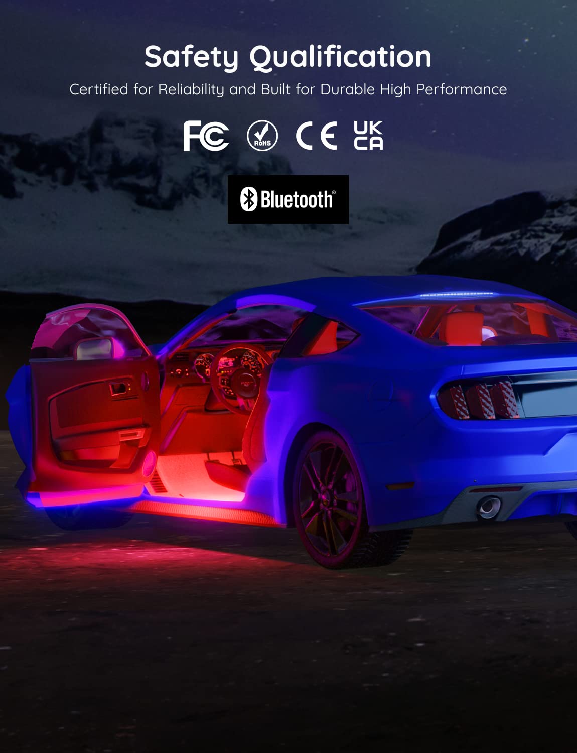 Govee Smart RGBIC Car Interior Lights with APP & Remote Control, 72 LED Strip Lights for Car Decor - DIY Mode, Multiple Scene Options, 2-Line Design - Perfect for Night Driving, Car Parties & Vehicle Customization