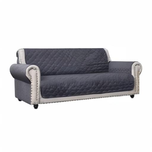 Waterproof Quilted Sofa Cover for Dogs with Side Pockets - Dark Grey Furniture Protector Slipcover (68