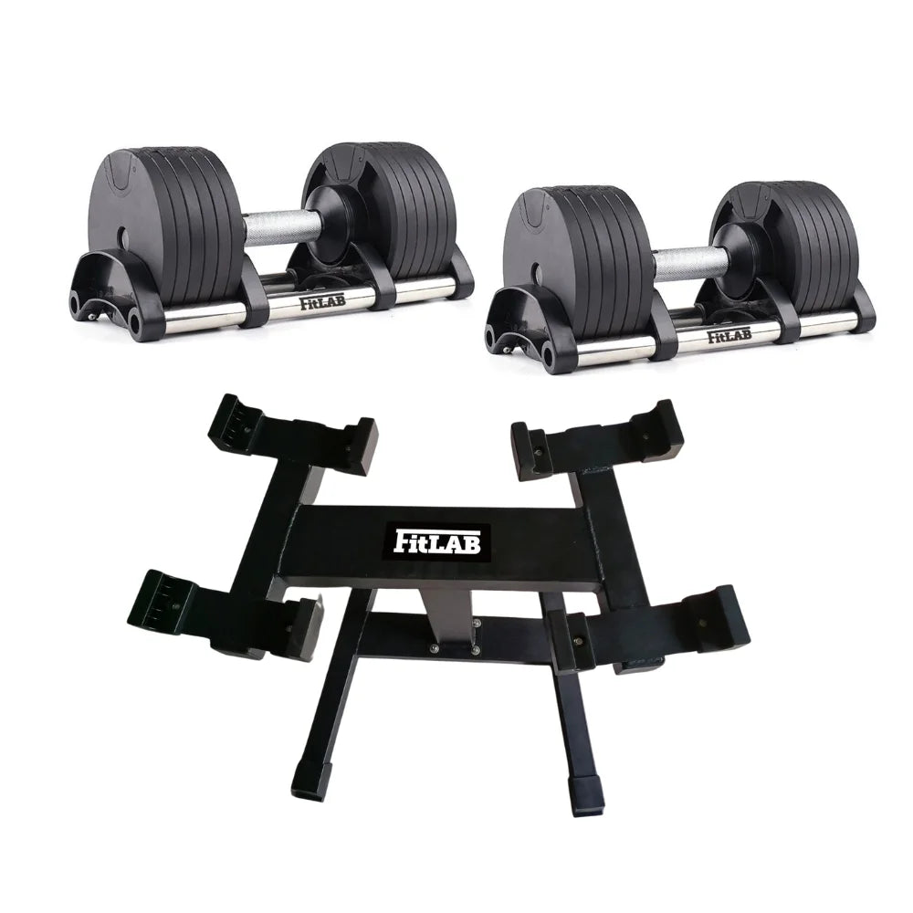 Fitlab 32kg/70.5lbs Adjustable Dumbbell Set for Home Gym - Quick Weight Change Strength Training Equipment for Men & Women - Perfect for Weightlifting, CrossFit, and Full-Body Workouts