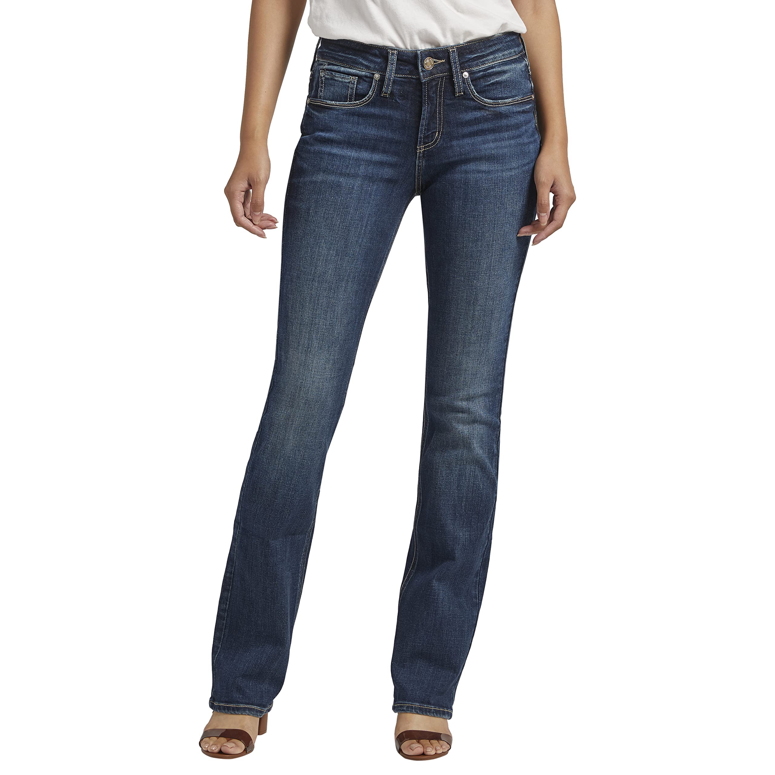 Silver Jeans Co. Women's Suki Mid Rise Slim Bootcut Jeans - Comfortable Stretch Denim Pants for Casual & Office Wear | Perfect for Everyday Style & Night Out