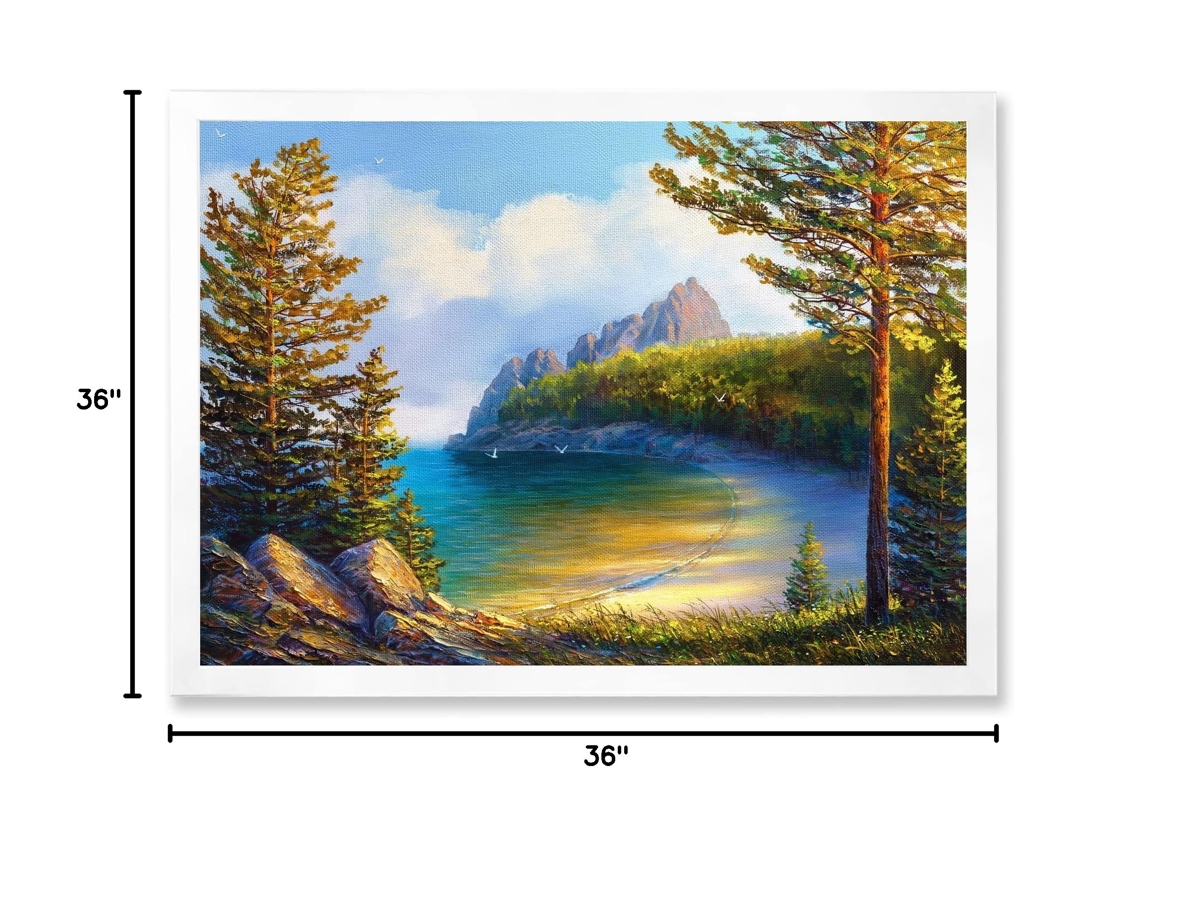 DesignQ Morning Sun By The Wild Beach Nautical Coastal Framed Wall Art - Ocean Themed Home Decor for Living Room, Bedroom & Office