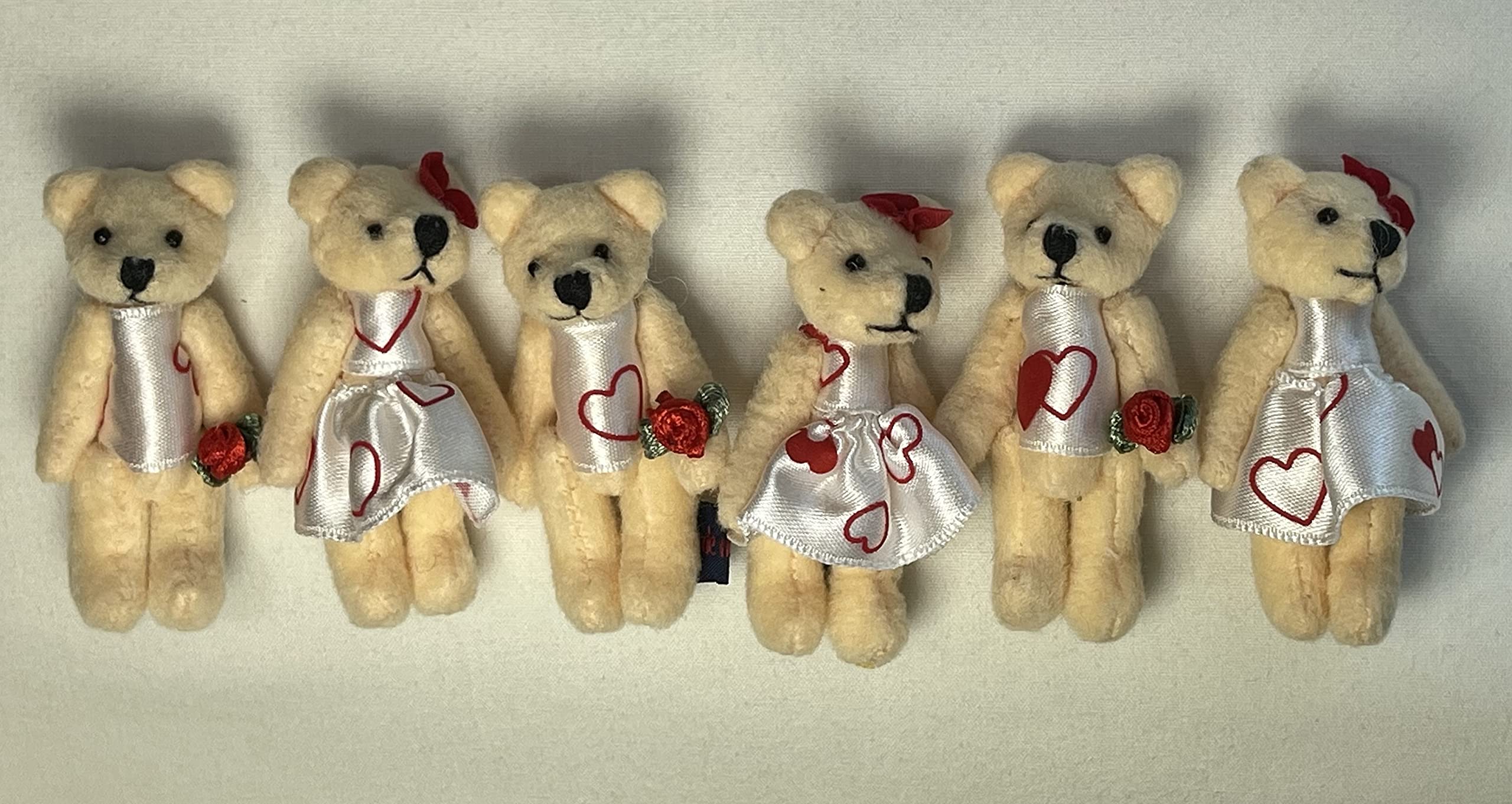 Miniature Teddy Bear Plush Toys - Soft Velvet Dollhouse Bears for Kids (6 pcs) - Perfect for Gift & Play