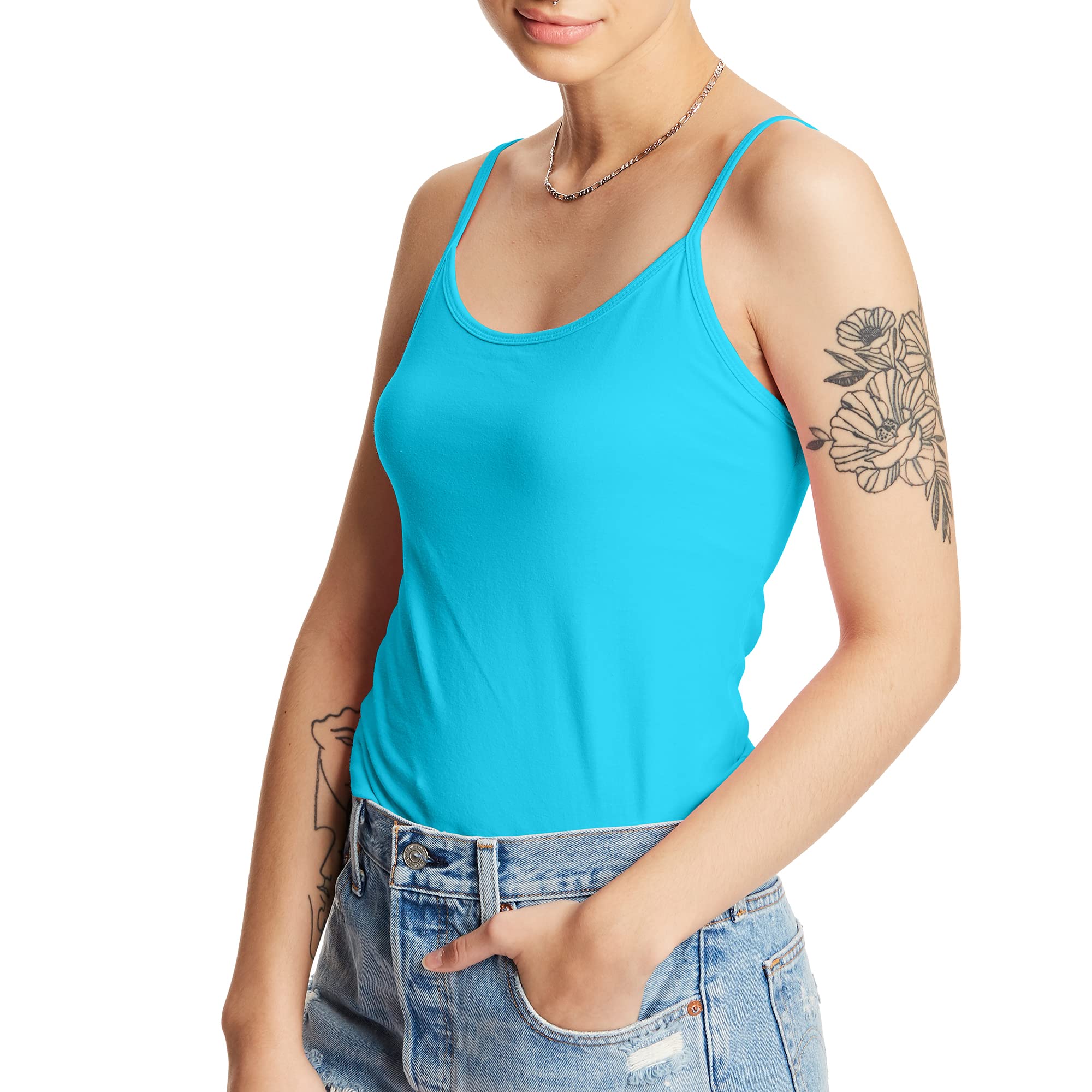 Hanes Women's Built-in Bra Cami - Stretch Cotton Camisole with Adjustable Straps | Comfortable Sleepwear & Layering Essential for Everyday Wear