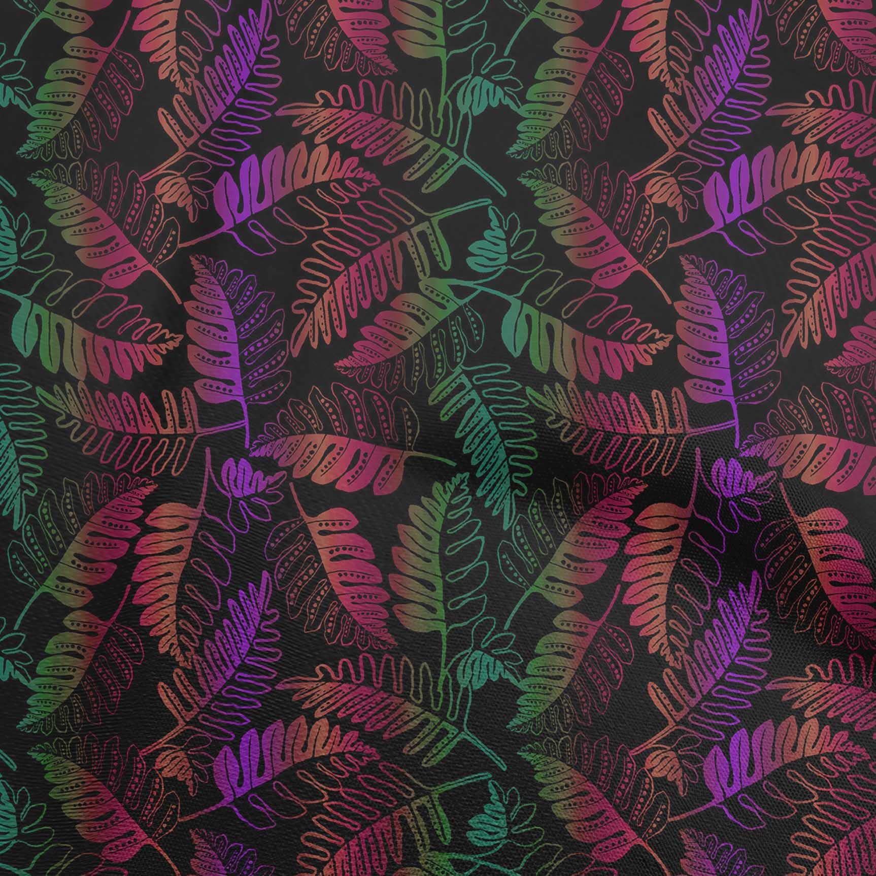 oneOone Rayon Black Fabric with Printed Leaves - 56 Inch Wide Sewing Material for DIY Clothing, Dresses & Home Decor | Premium Quality by The Yard