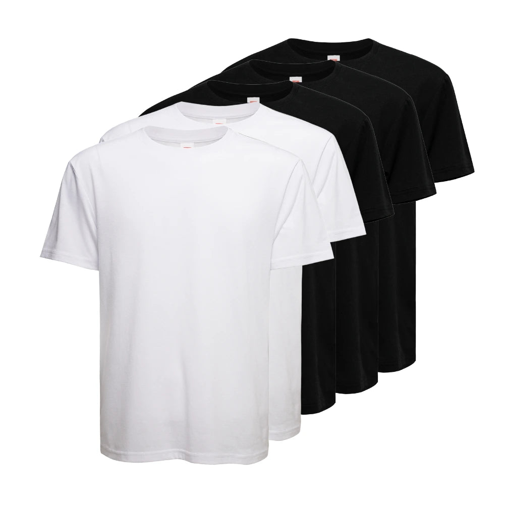 5 Pack Men's 100% Cotton Crew Neck T-Shirts - Soft Breathable Casual Tees for Everyday Wear, Gym & Lounge