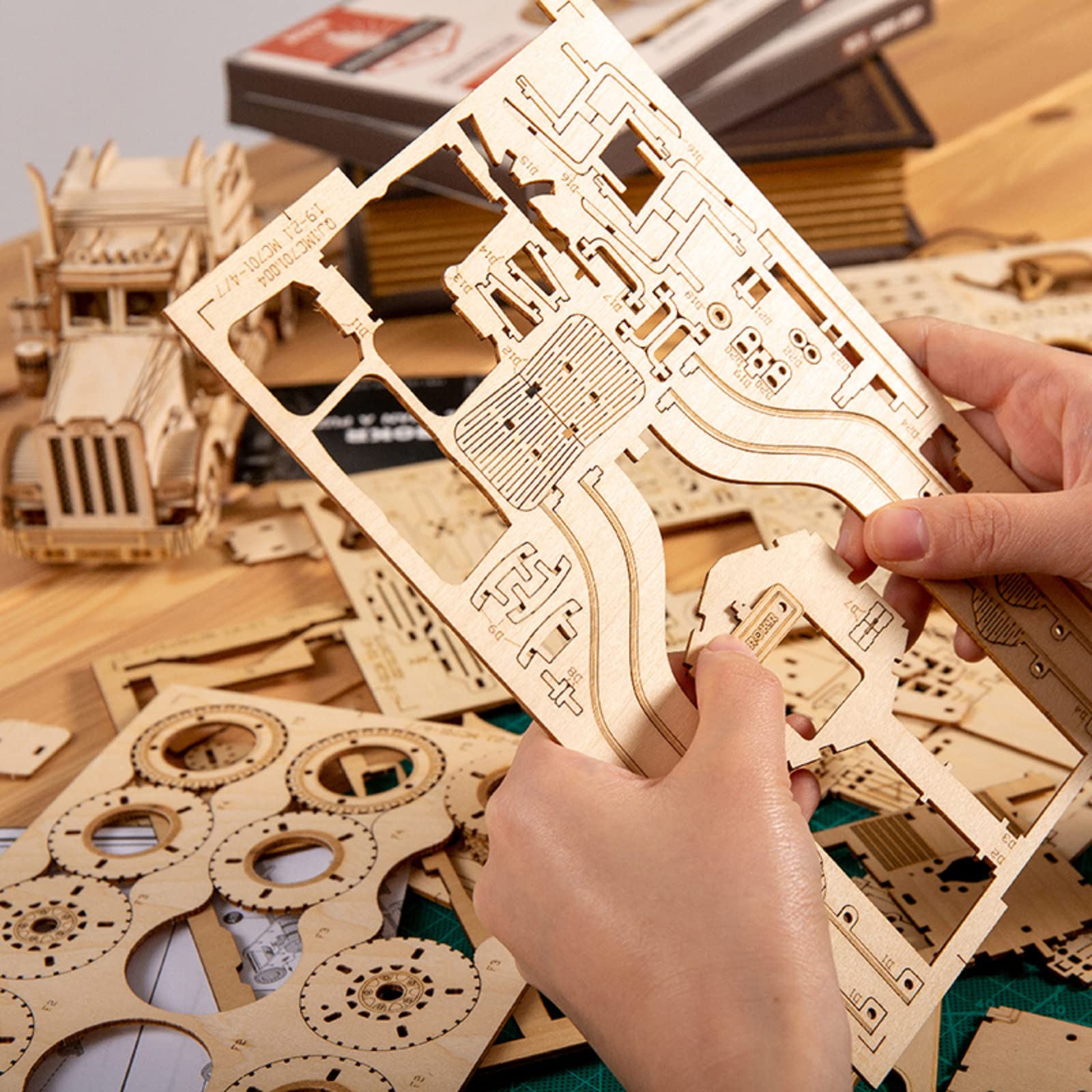ROKR 3D Wooden Puzzle Model Car Kits for Adults - DIY Heavy Truck Assembly Kit (8.9x2.9x4 inches) | Educational Brain Teaser, Home Desk Decor, Perfect Gift for Teens & Kids | Great for STEM Learning, Stress Relief, and Family Bonding Activities