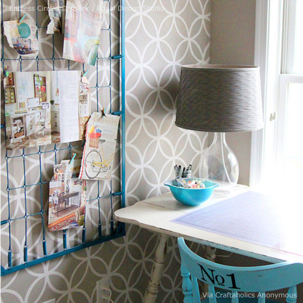 Endless Circles Lattice Moroccan Stencil - DIY Wall Art, Furniture Painting & Home Decor Template for Creative Projects