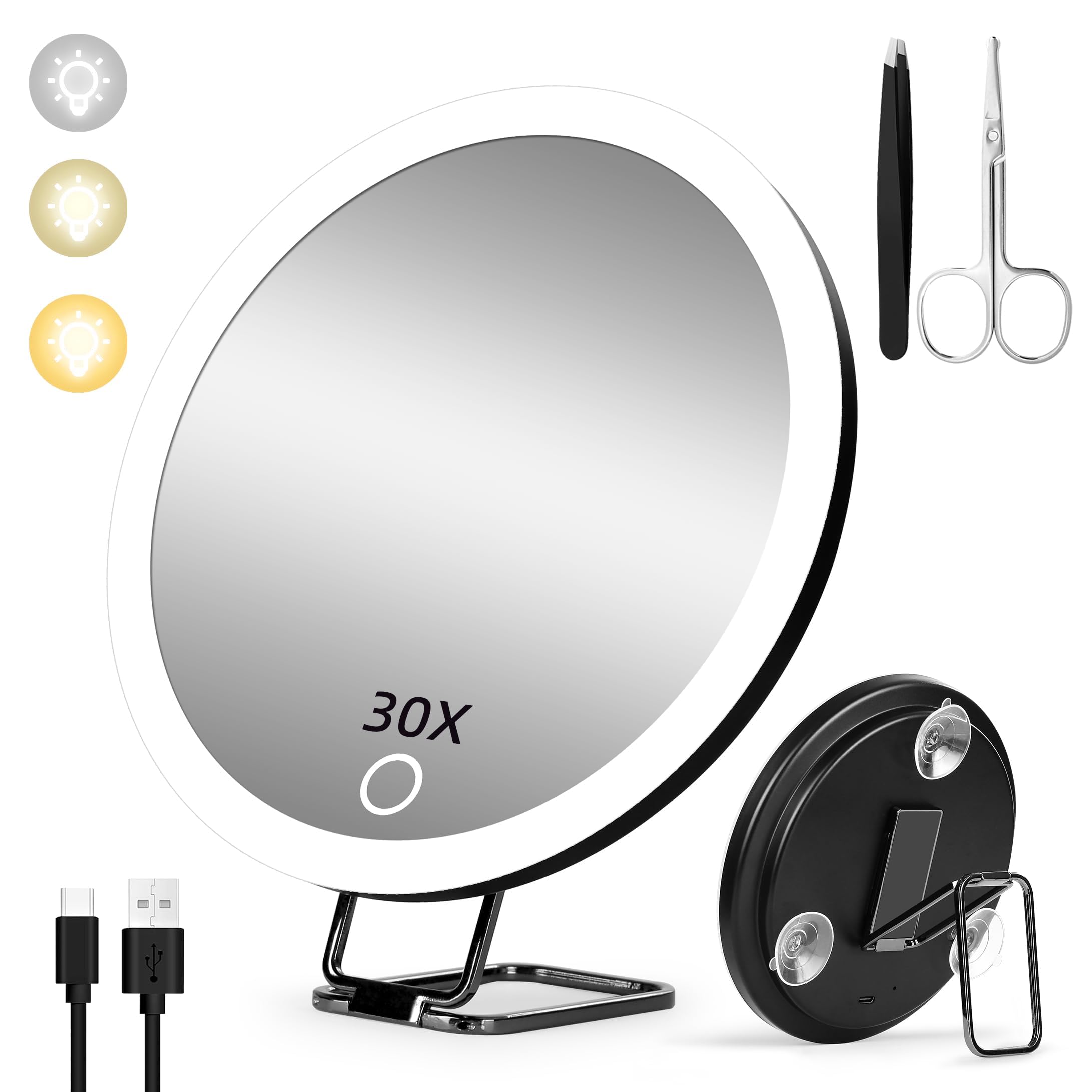 30x Magnifying Mirror with Light - 6