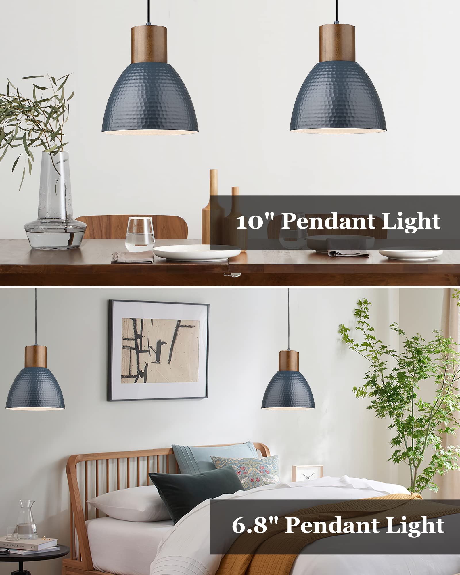ELYONA 2 Pack Modern Hammered Pendant Lights - 10.2