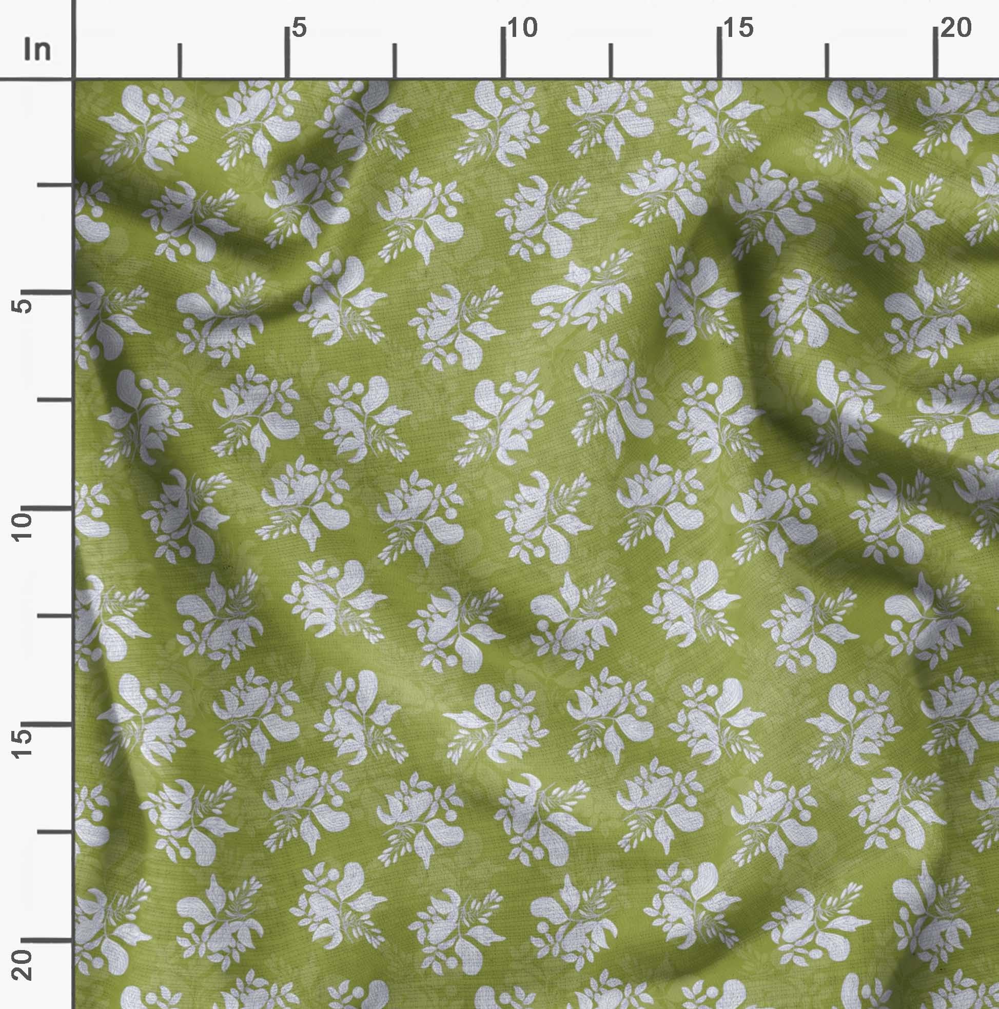 Soimoi Moss Green Georgette Fabric by The Yard - 42 Inch Wide Printed Floral Leaf Design - Elegant Artistic Fabric for Dresses, Curtains, DIY Fashion Projects | Perfect for Sewing, Home Decor & Crafting