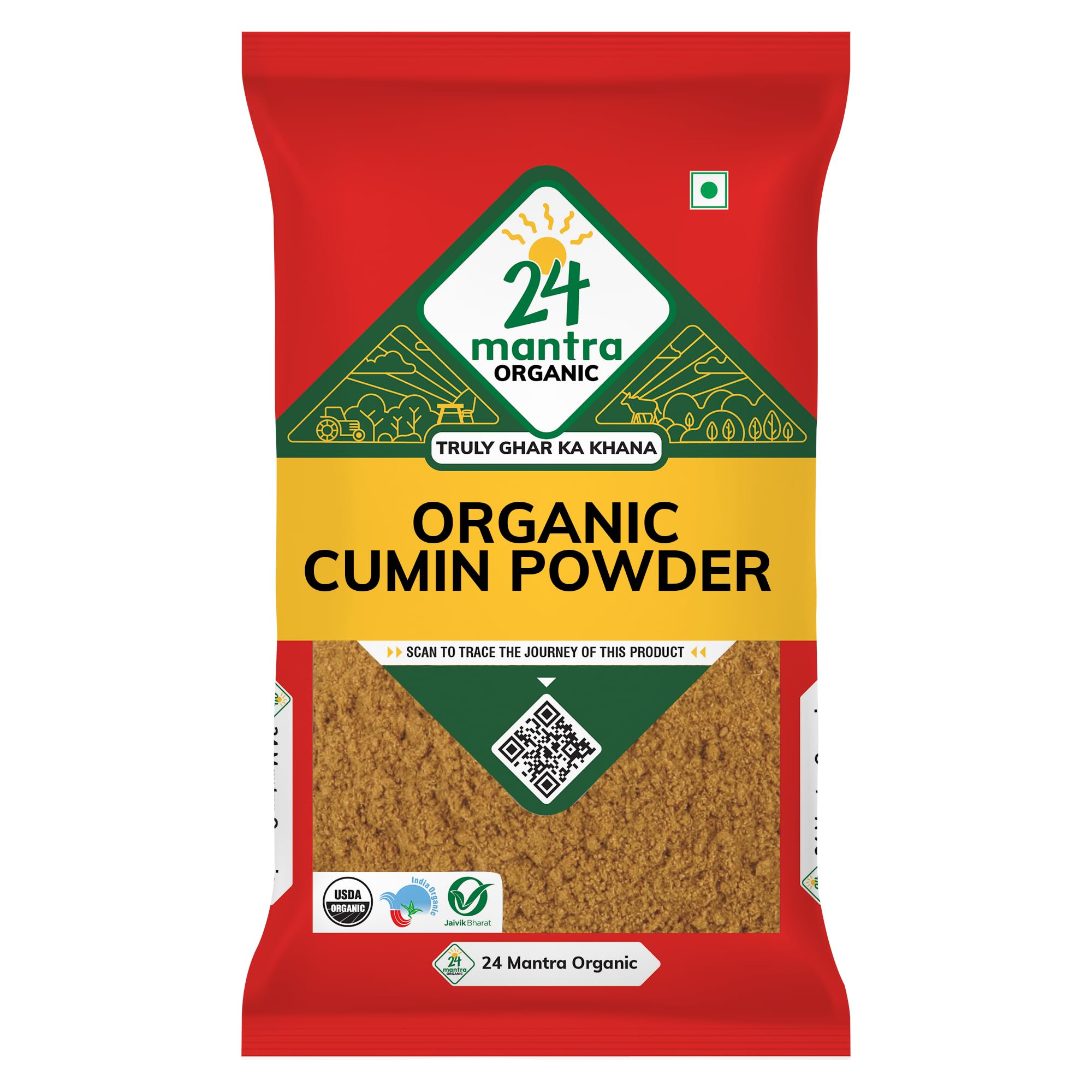 24 Mantra Organic Cumin Powder (Zeera Powder/Jeelakarra) - 100g, Pack of 1 | 100% USDA Certified Organic, Chemical & Pesticide Free | Pure, Unadulterated Spice with Rich Flavor | Perfect for Indian Cooking, Baking & Seasoning